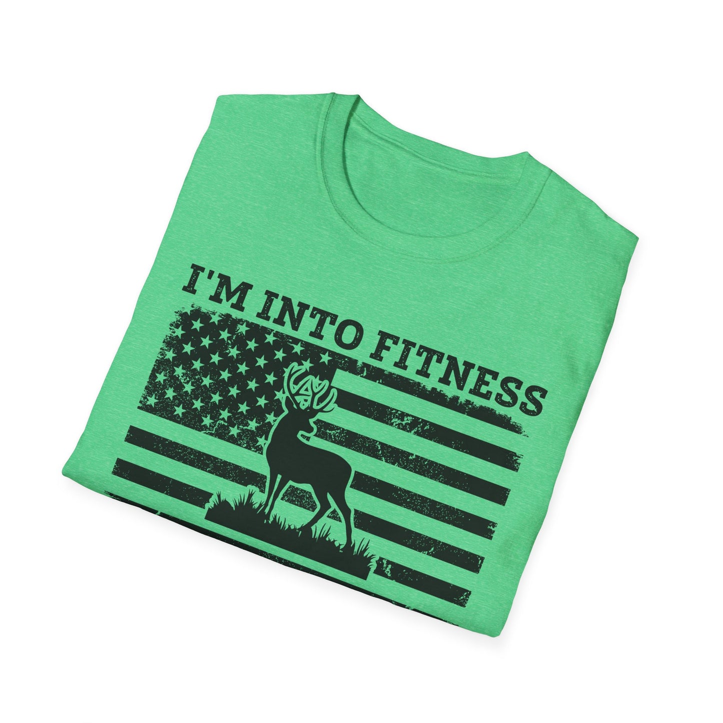 I'm Into Fitness Deer Graphic T-Shirt - Unisex Softstyle Tee for Outdoor Enthusiasts