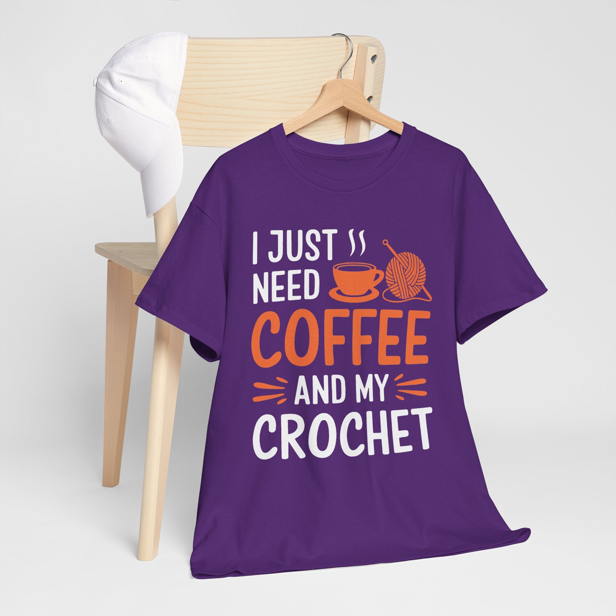 Crochet Tee — "I Just Need Coffee and My Crochet" Coffee Lover Shirt