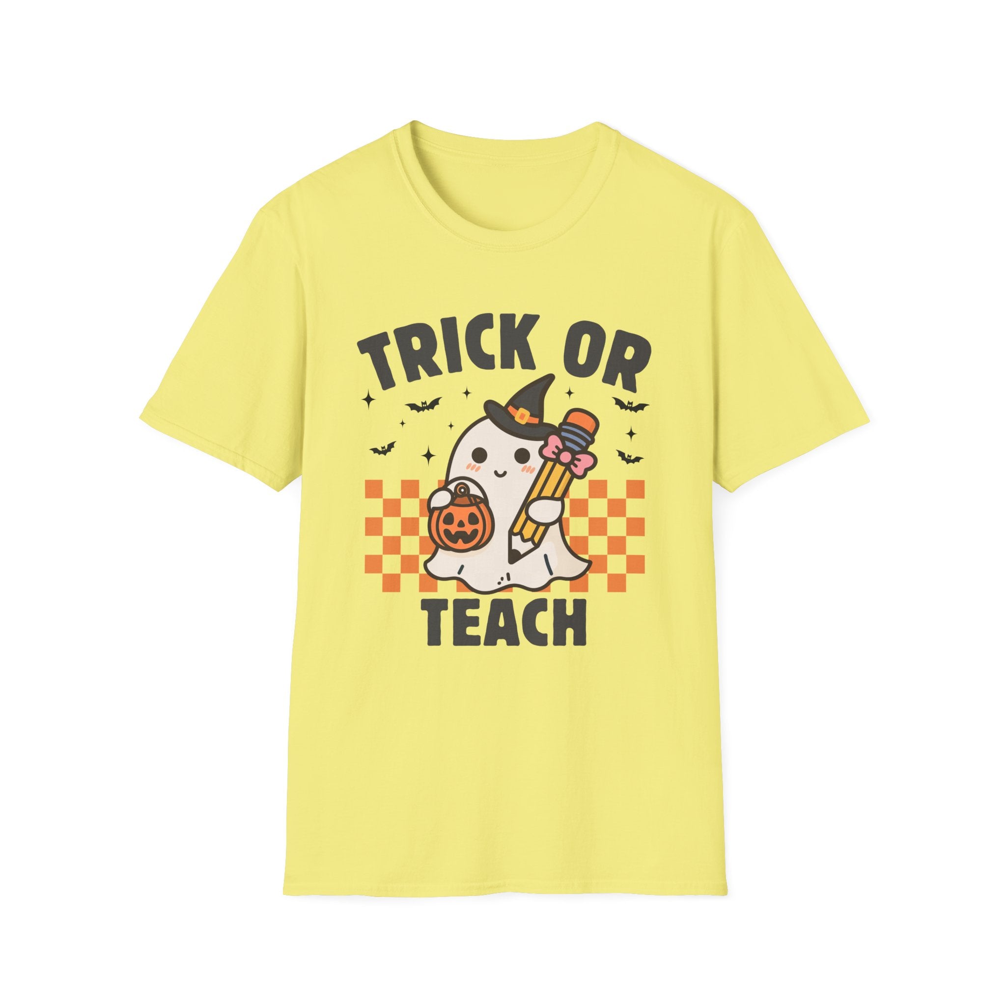 Teacher T-Shirt, Cute Ghost Design, Perfect for Fall, Trick or Teach, Unisex Tee, Gift for Teachers