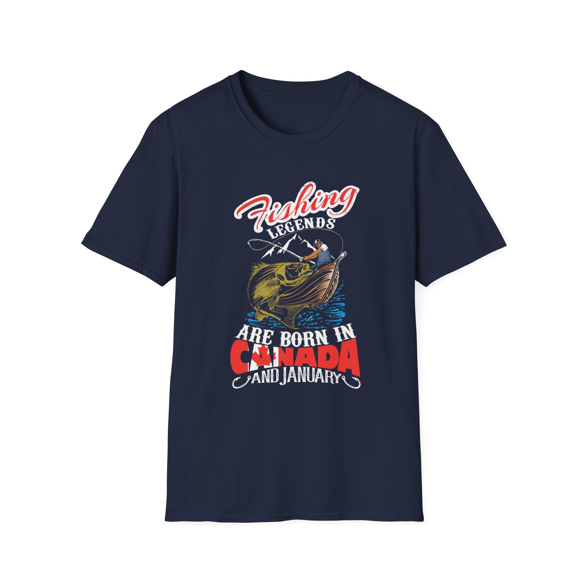 Fishing Legends Unisex Softstyle T-Shirt - Born in Canada (January)