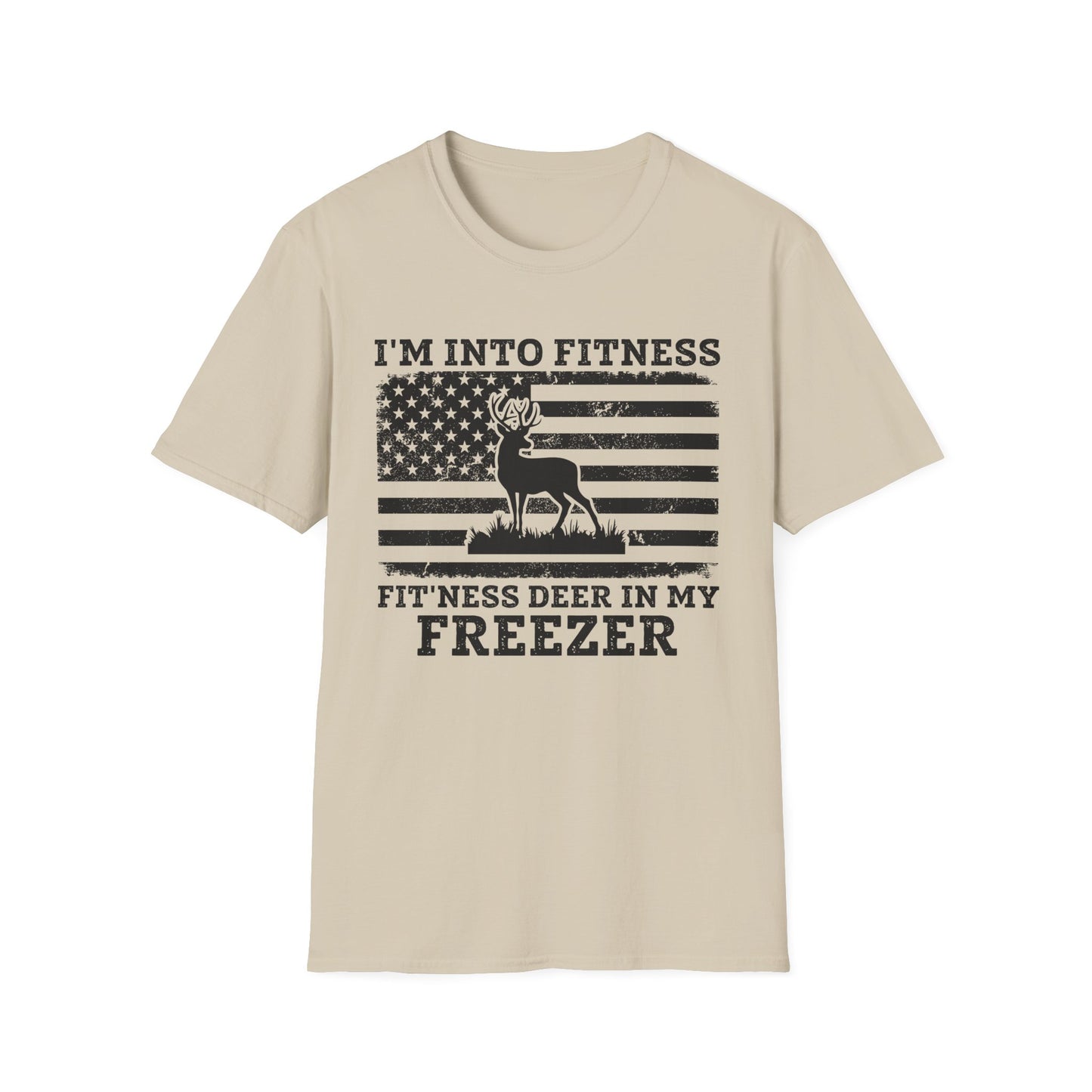 I'm Into Fitness Deer Graphic T-Shirt - Unisex Softstyle Tee for Outdoor Enthusiasts