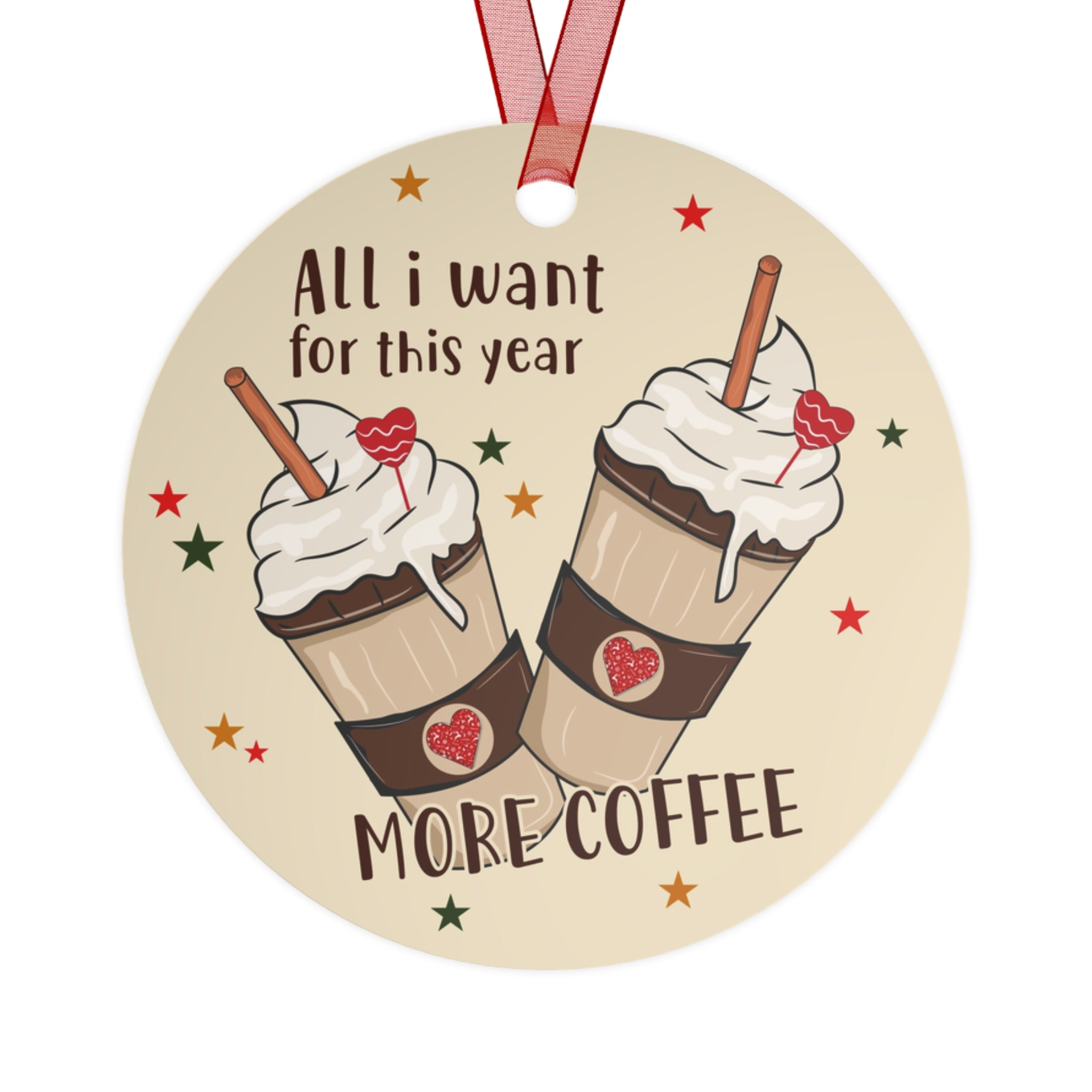 Coffee Lovers Metal Ornaments, Holiday Tree Decorations, Cute Gifts for Coffee Enthusiasts, Home Décor, Festive Keepsakes