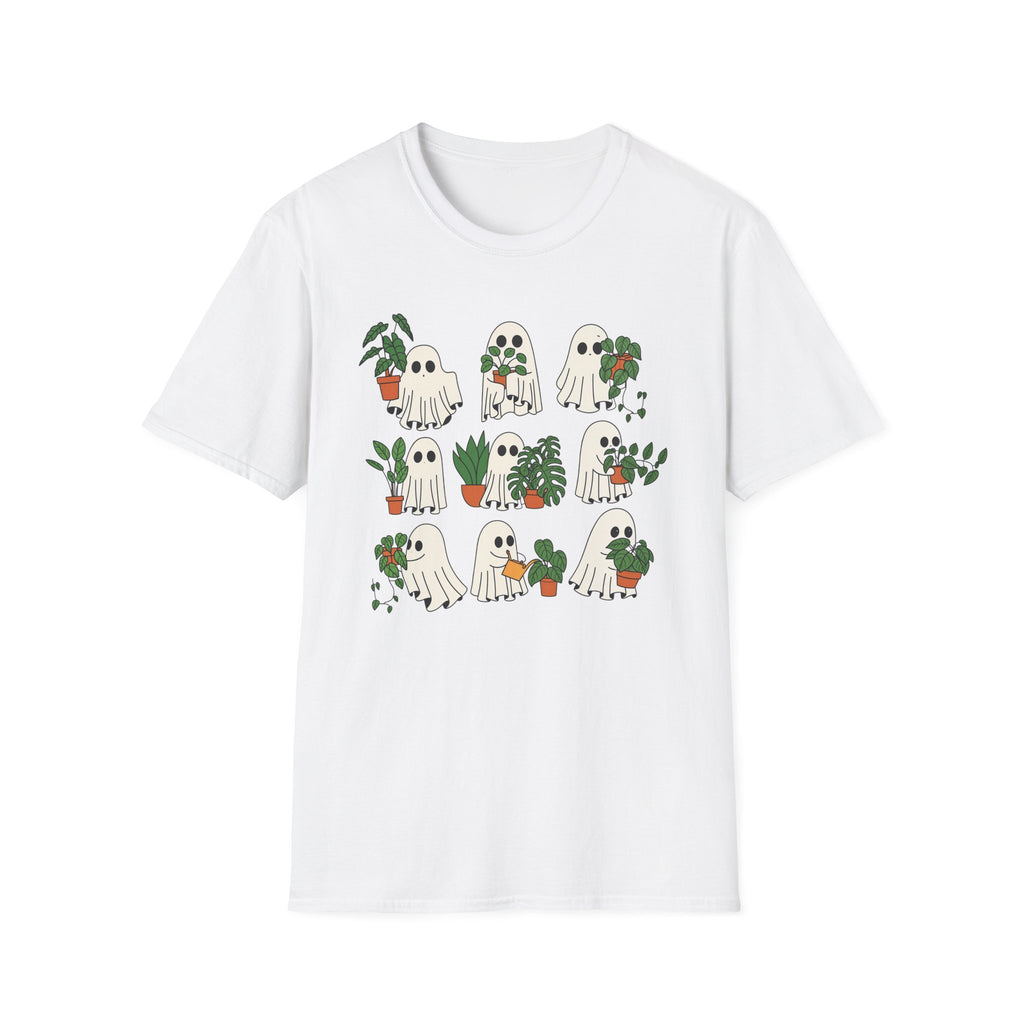Whimsical Ghost Plant Lover T-Shirt – Perfect Gift for Halloween, Home Decor, Gardening, or Cozy Casual Wear