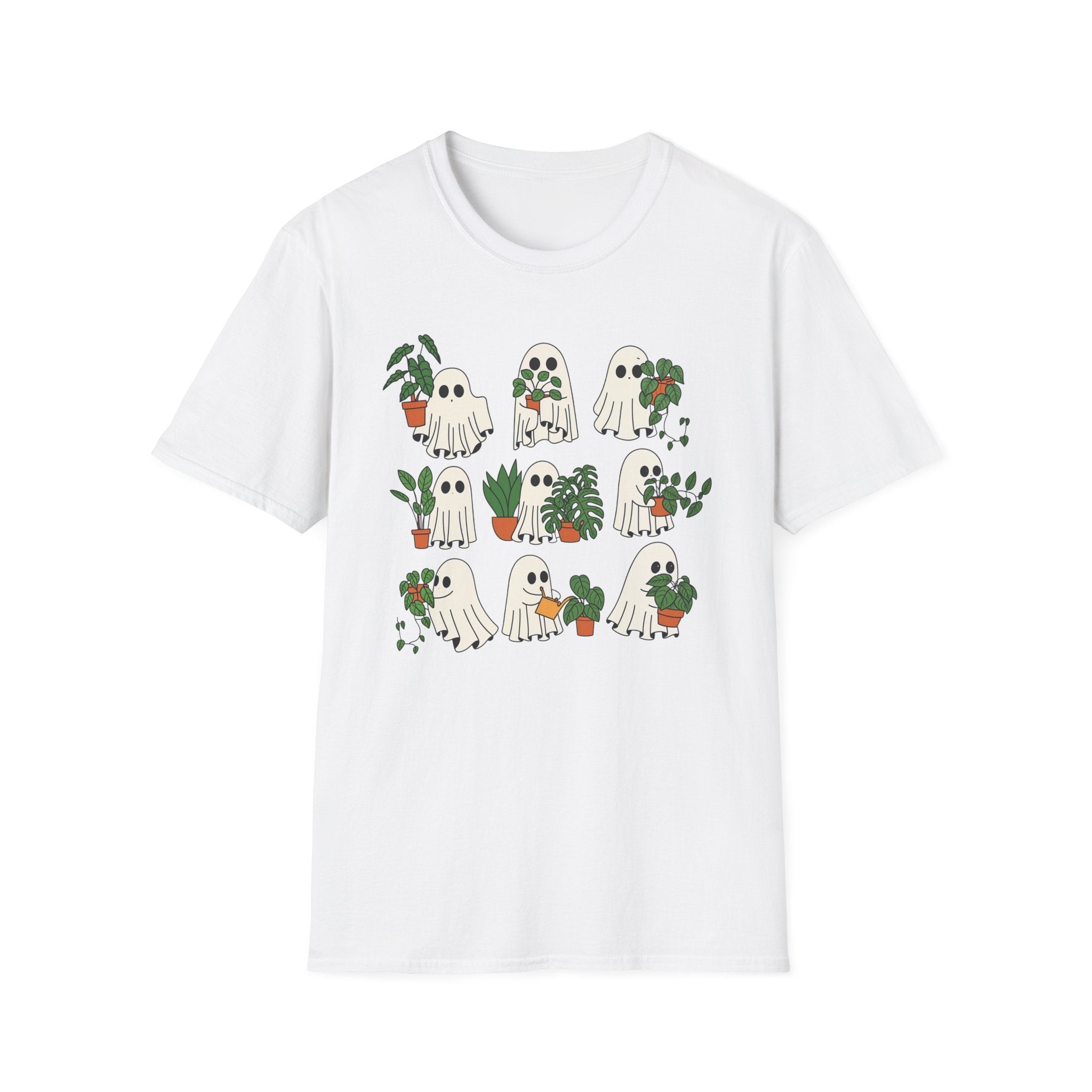 Whimsical Ghost Plant Lover T-Shirt – Perfect Gift for Halloween, Home Decor, Gardening, or Cozy Casual Wear