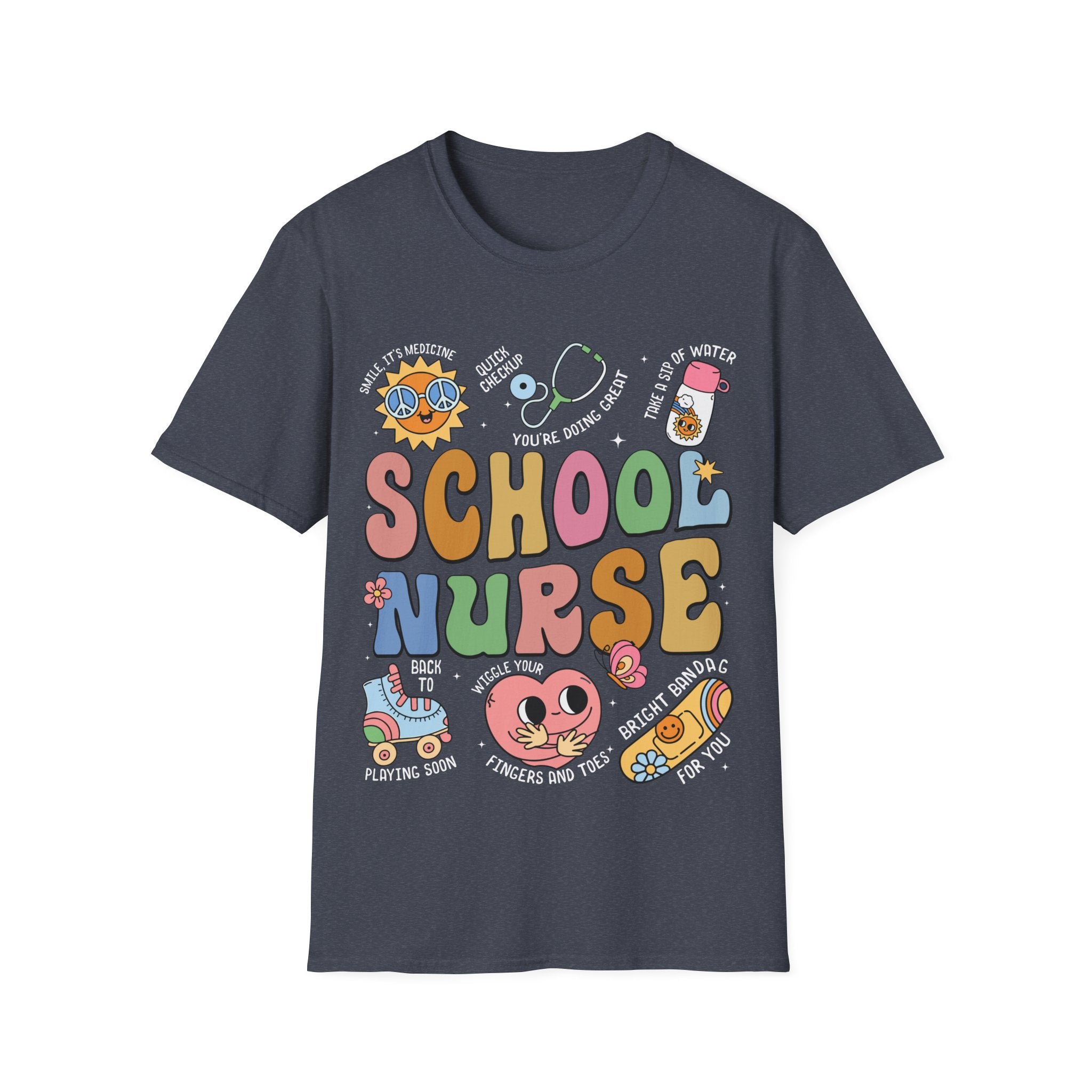 School Nurse Unisex Softstyle T-Shirt - Fun & Colorful Design for Education Professionals