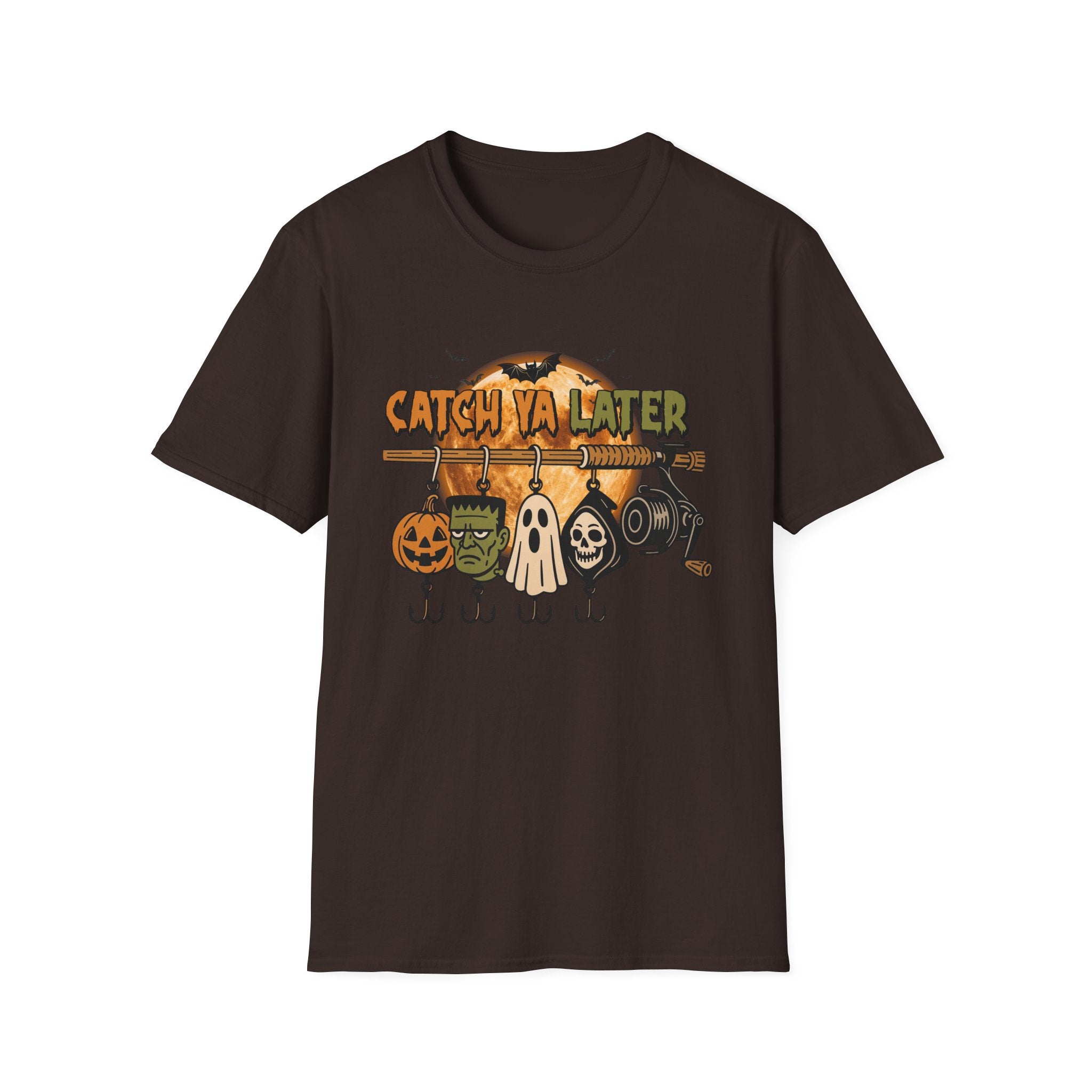 Catch Ya Later Fishing T-Shirt, Unisex Softstyle Tee for Fall, Spooky Party Shirt