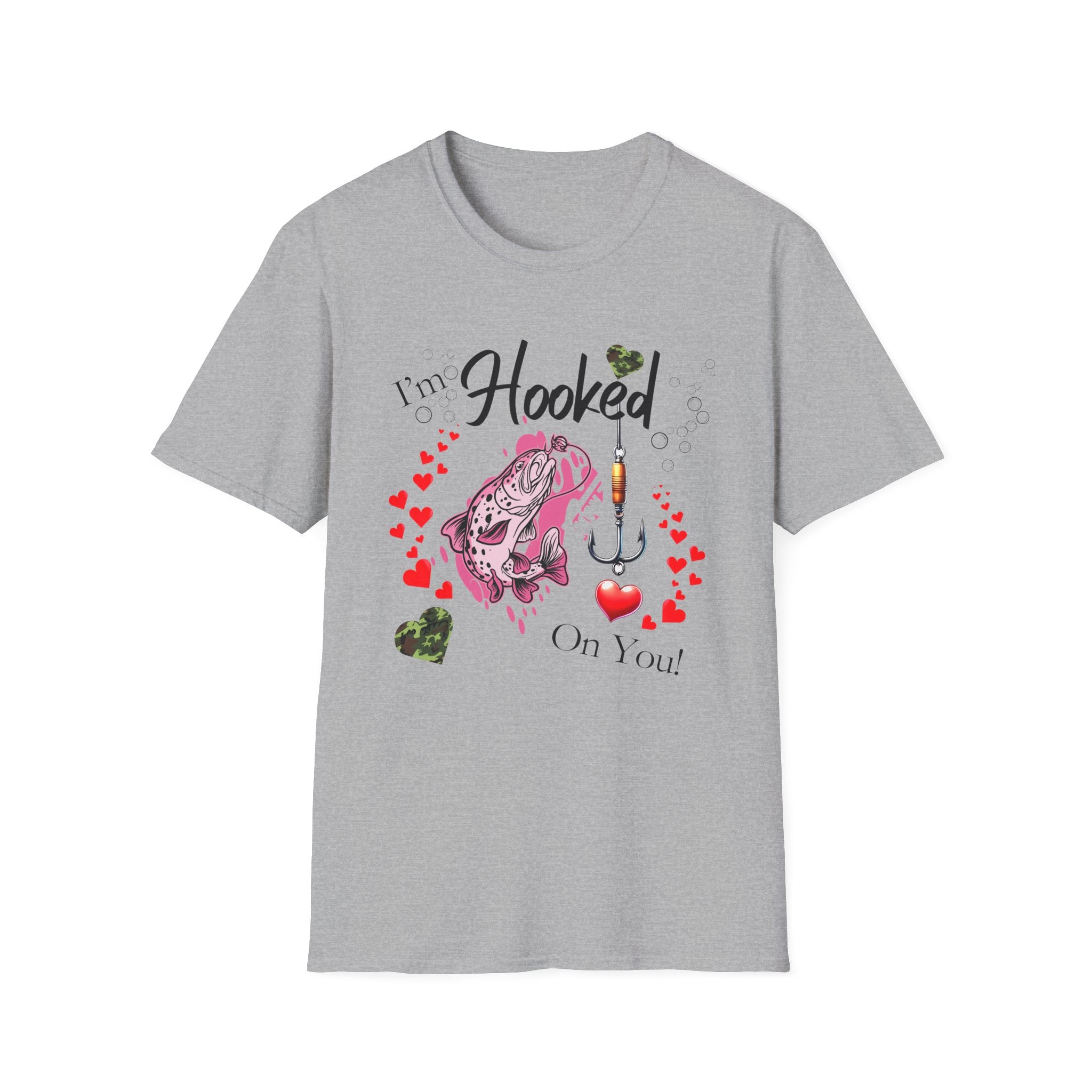 Valentine's Day Fishing T-Shirt - "I'm Hooked On You" Design for Anglers