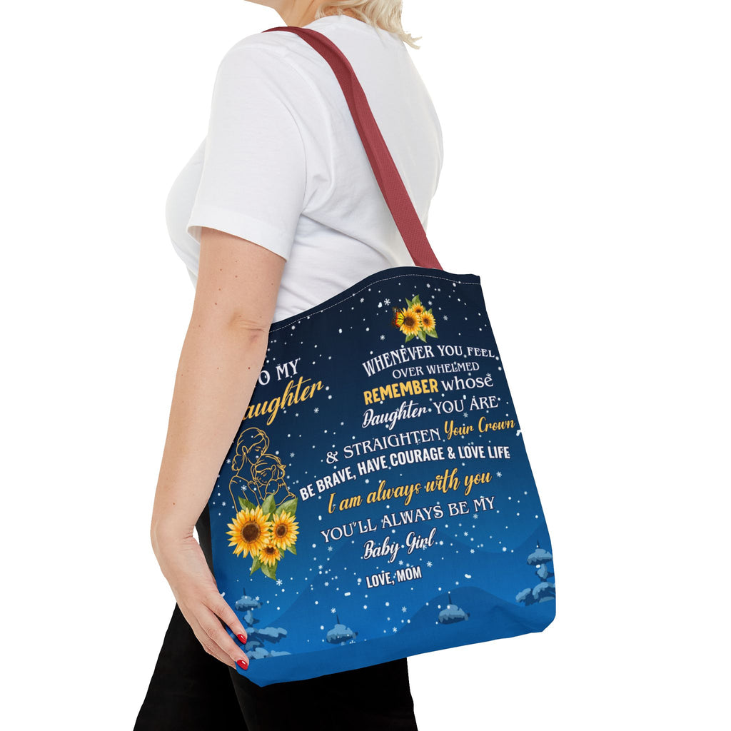 Heartfelt Sunflower Tote Bag for Daughters | Inspirational Gift | Birthday, Graduation, Mother's Day, Everyday Use, Floral Art
