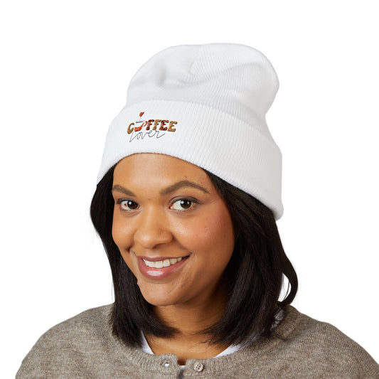 Cozy Coffee Lover Beanie - Winter Accessory, Holiday Gift, Embroidered Hat, Casual Wear, Warm Knit Cap