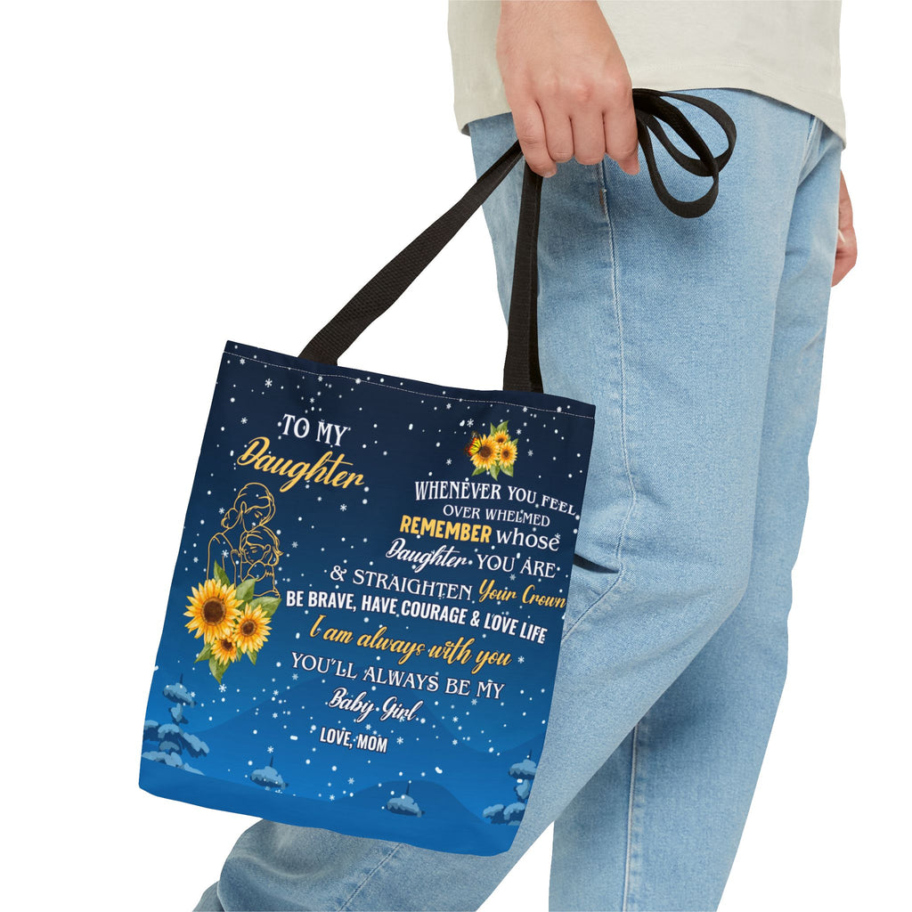 Heartfelt Sunflower Tote Bag for Daughters | Inspirational Gift | Birthday, Graduation, Mother's Day, Everyday Use, Floral Art