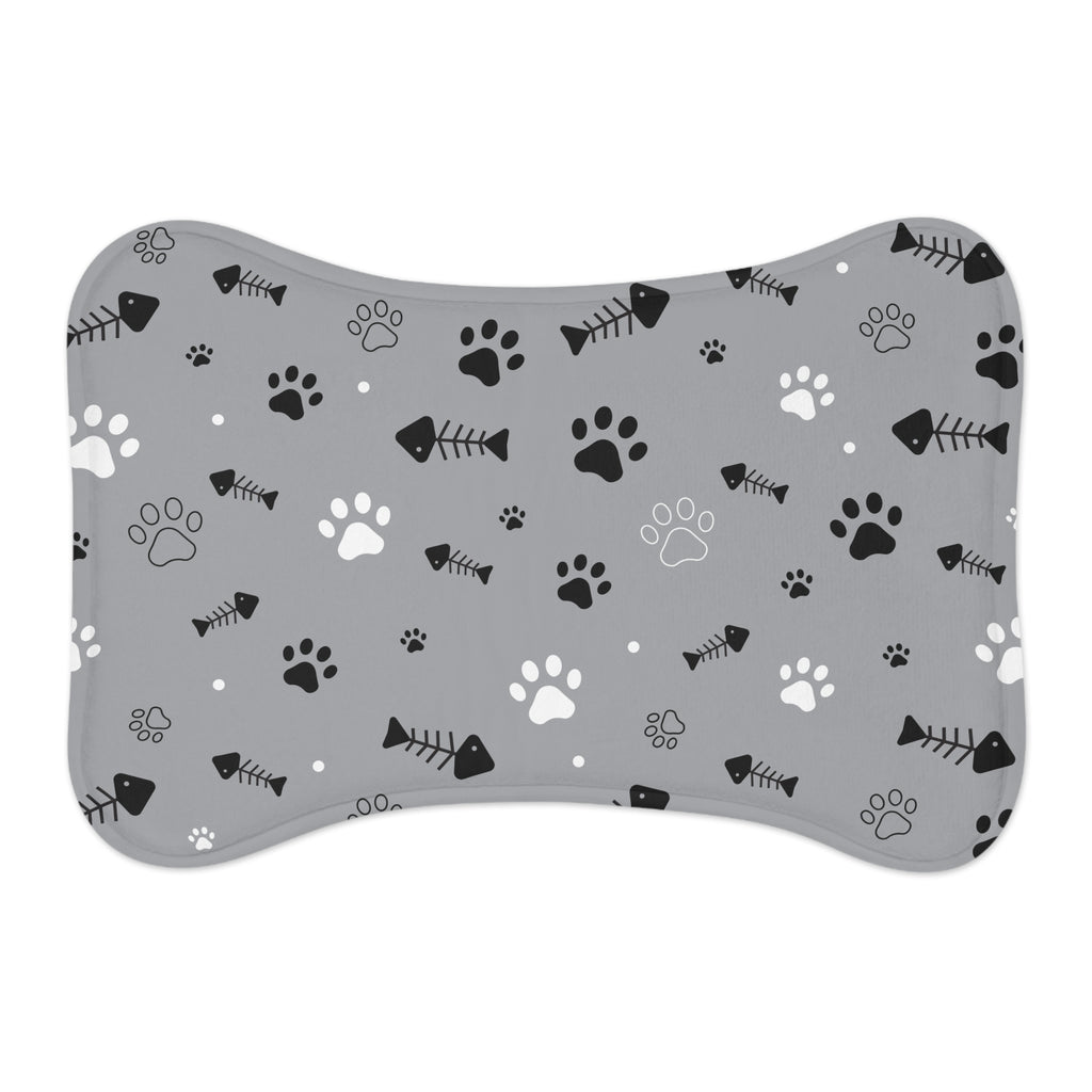 Stylish Pet Feeding Mats for Dogs and Cats, Dog Bowls, Pet Accessories, Grey Paw Print Mat, Cat Food Mats, Cute Pet Decor