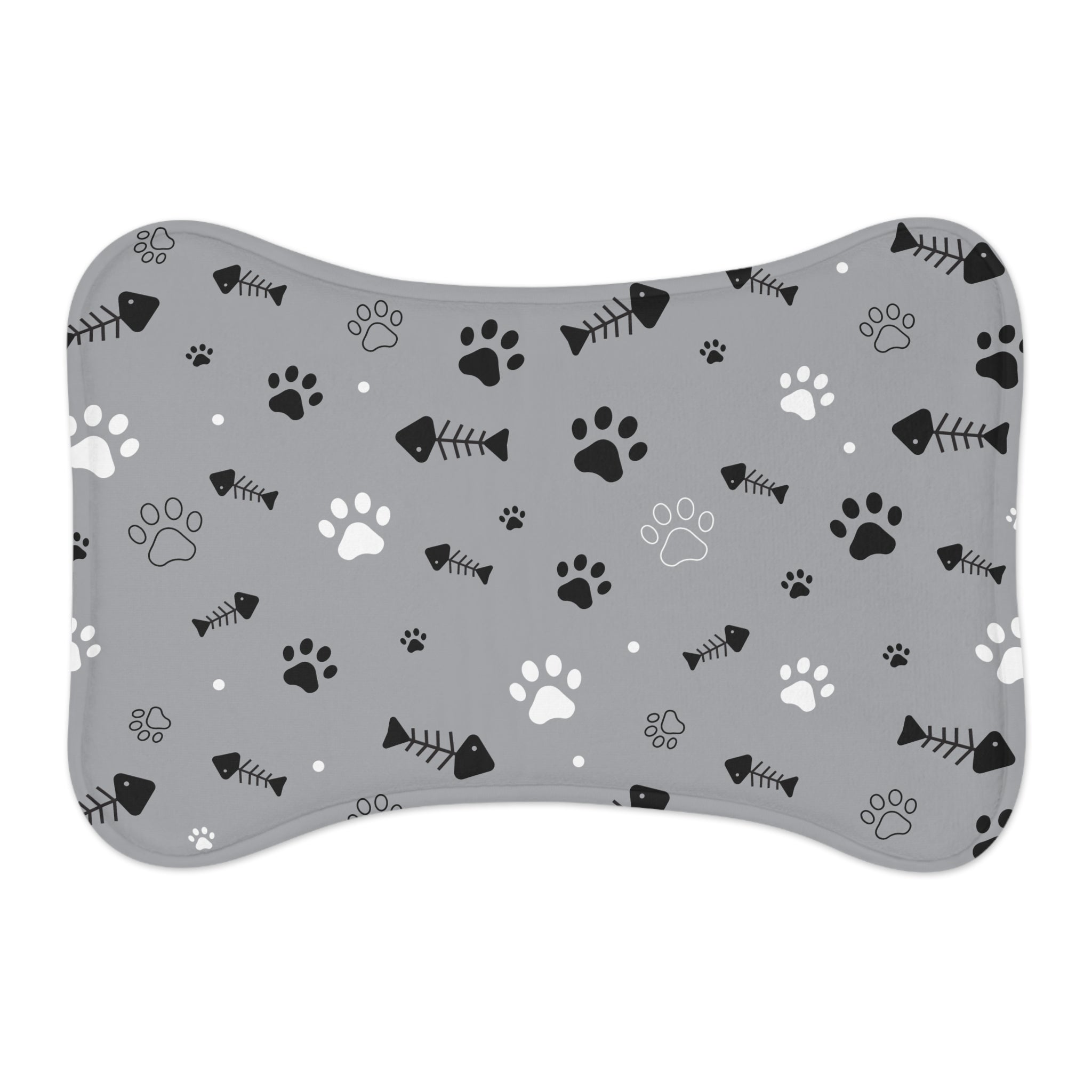 Stylish Pet Feeding Mats for Dogs and Cats, Dog Bowls, Pet Accessories, Grey Paw Print Mat, Cat Food Mats, Cute Pet Decor