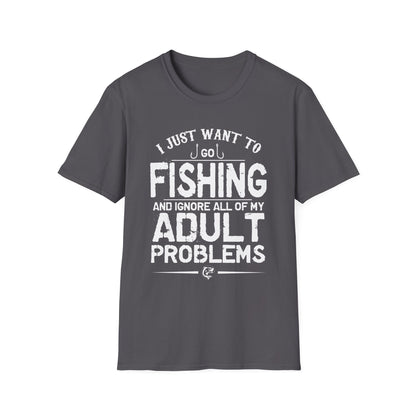 I Just Want to Fish Unisex Softstyle T-Shirt - Funny Fishing Apparel