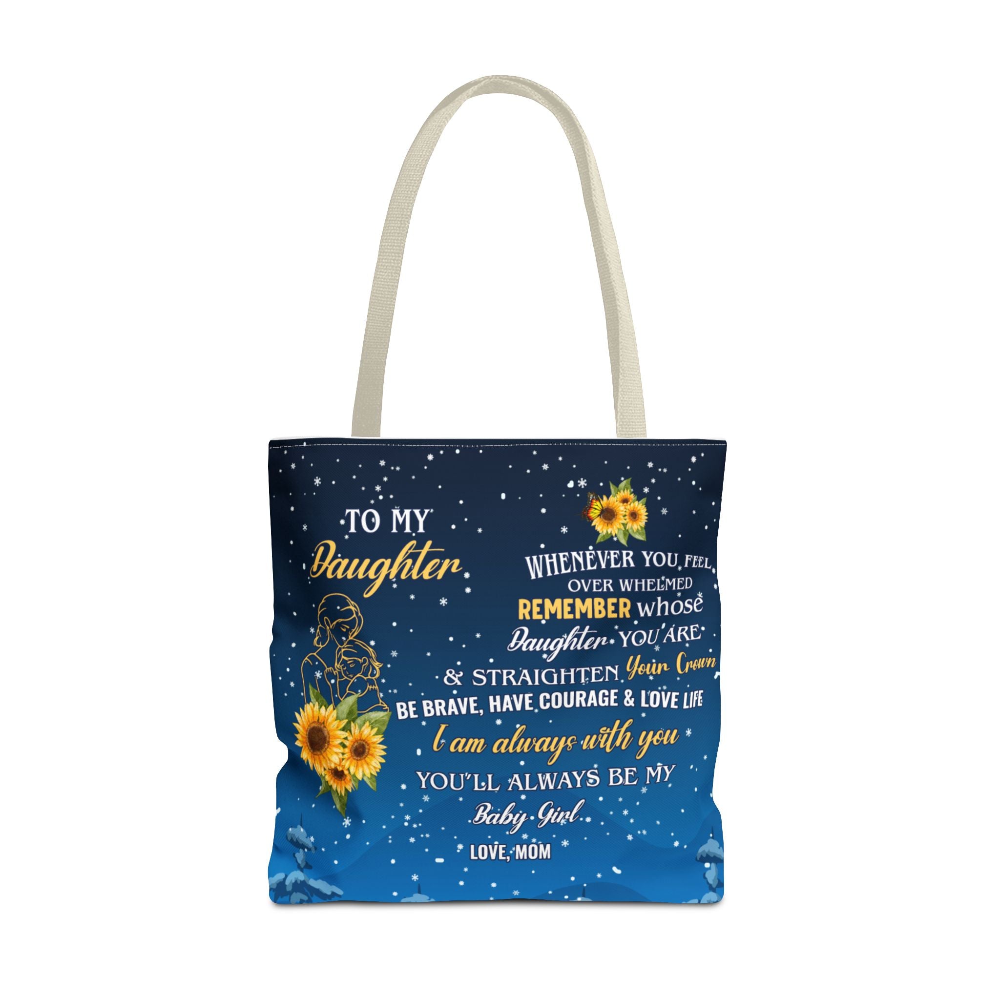 Heartfelt Sunflower Tote Bag for Daughters | Inspirational Gift | Birthday, Graduation, Mother's Day, Everyday Use, Floral Art