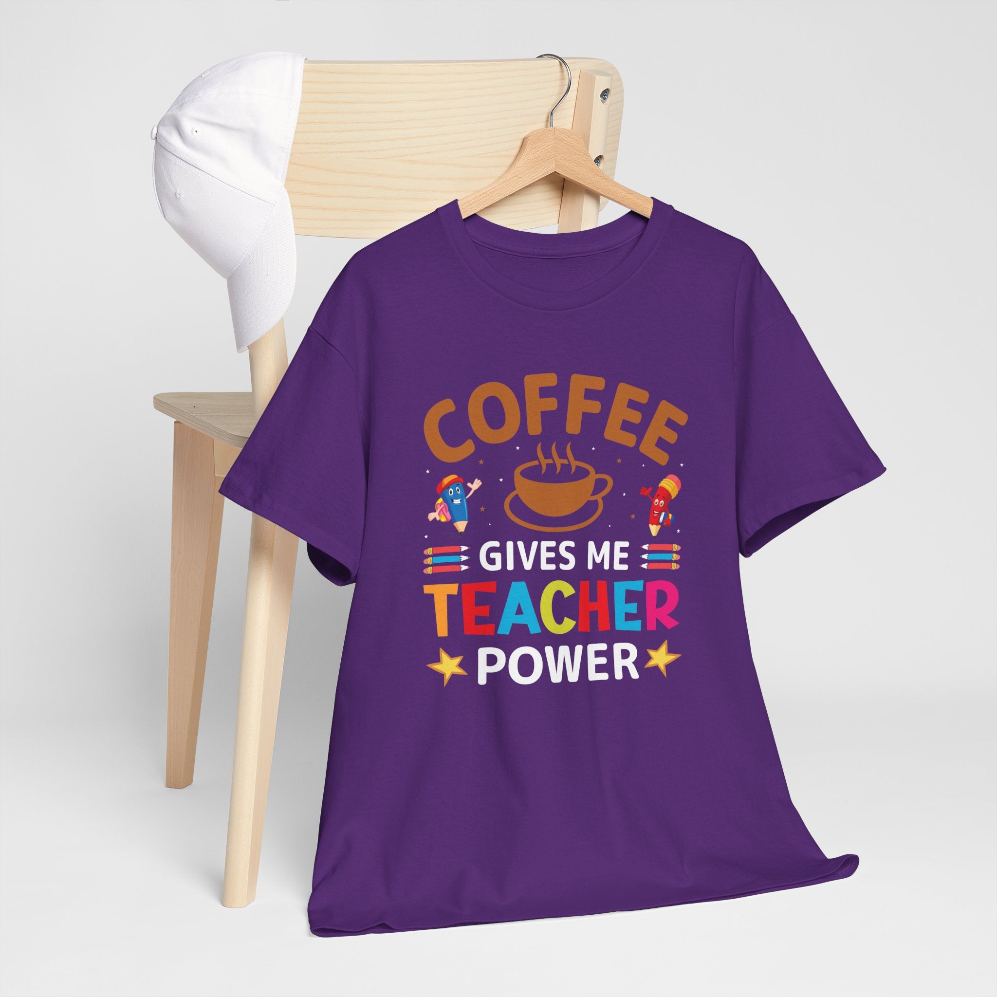 Teacher Coffee T‑Shirt — "Coffee Gives Me Teacher Power" Funny Teacher Gift