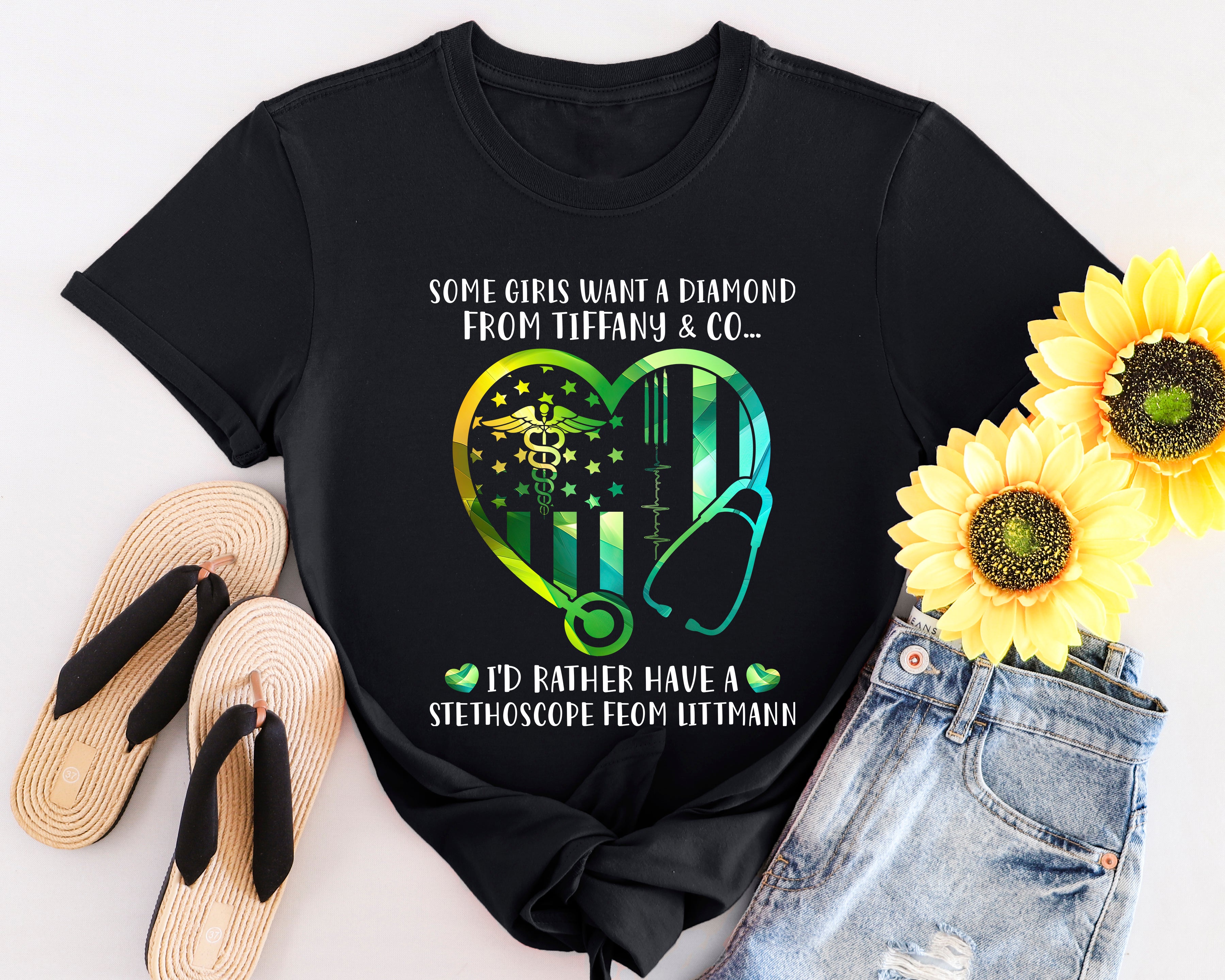 Nursing Heart T-Shirt - "I'd Rather Have a Stethoscope from Littmann" - Perfect Gift for Healthcare Professionals