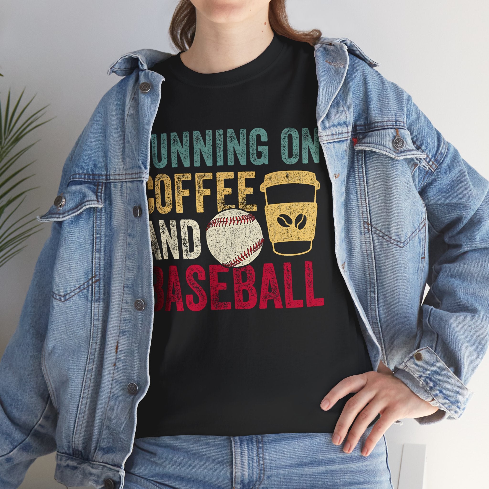 Running on Coffee and Baseball Tee — Vintage Baseball Fan T-Shirt