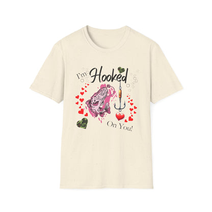 Valentine's Day Fishing T-Shirt - "I'm Hooked On You" Design for Anglers