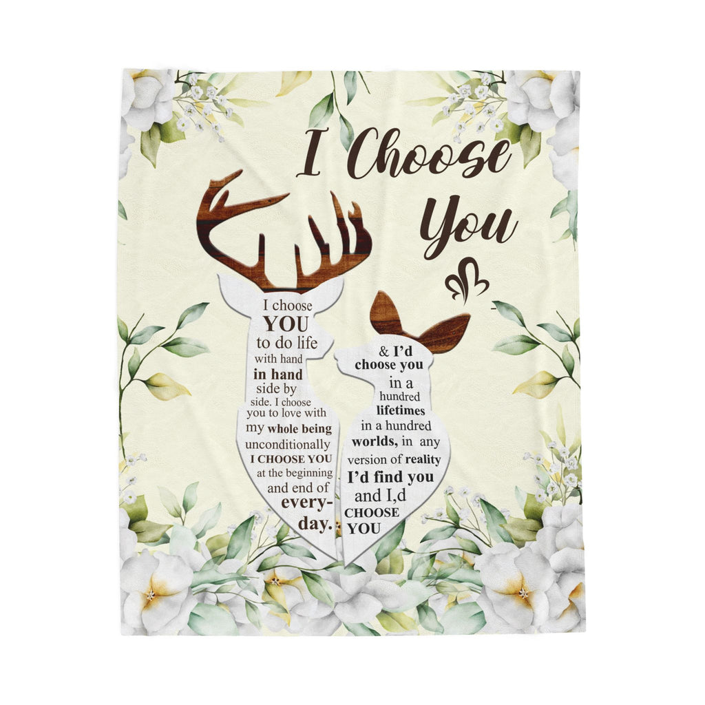 I Choose You Blanket – Rustic Deer Antler Romantic Throw