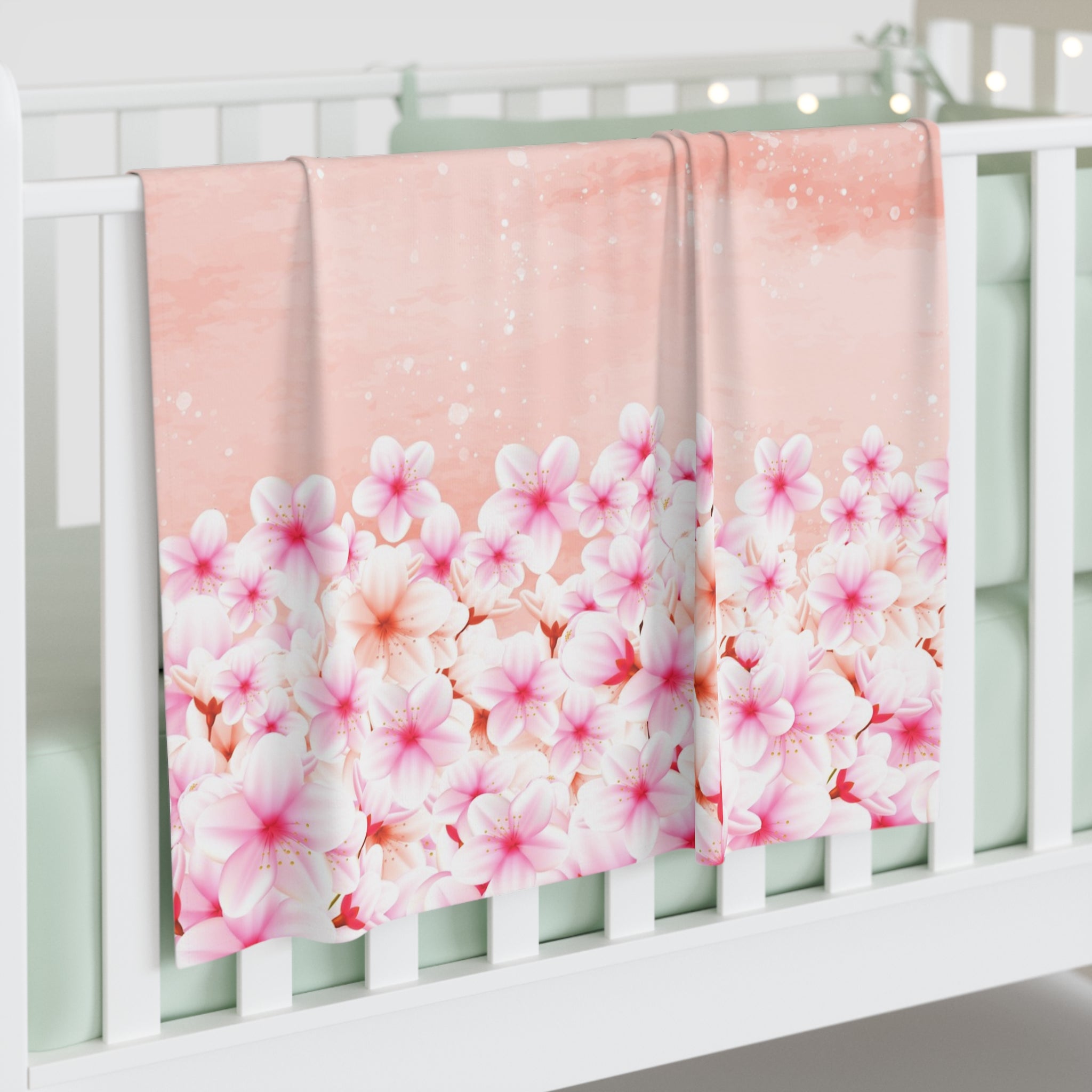 Floral Baby Swaddle Blanket, Soft Nursery Wrap, Newborn Gift, Baby Shower & Photography Prop, Pink Blossom Baby Bedding