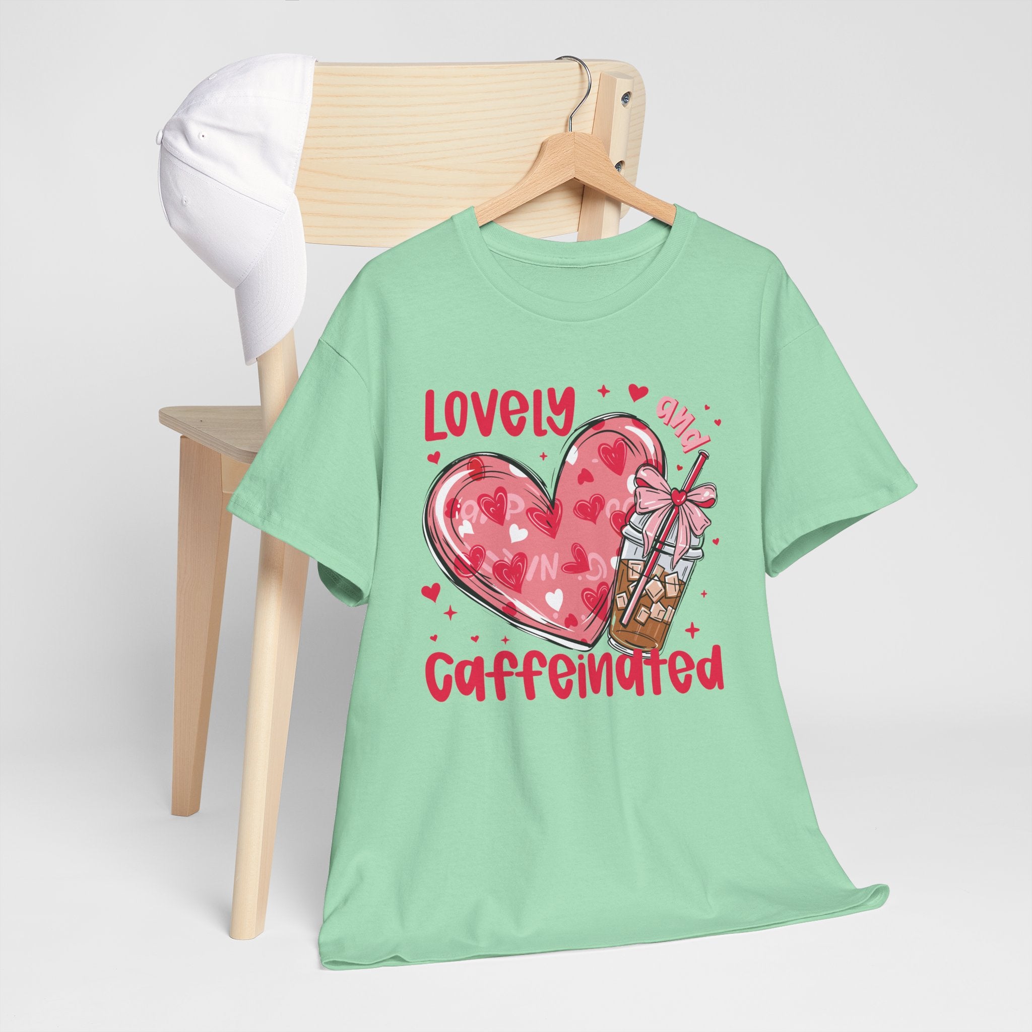 Lovely and Caffeinated T-Shirt — Valentine Coffee Heart Tee