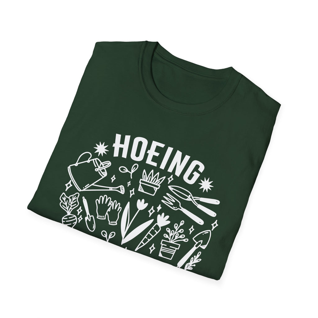 Hoeing Ain't Easy Unisex Softstyle T-Shirt, Gardening Tee, Funny Farm Shirt, Plant Lover Gift, Casual Everyday Wear
