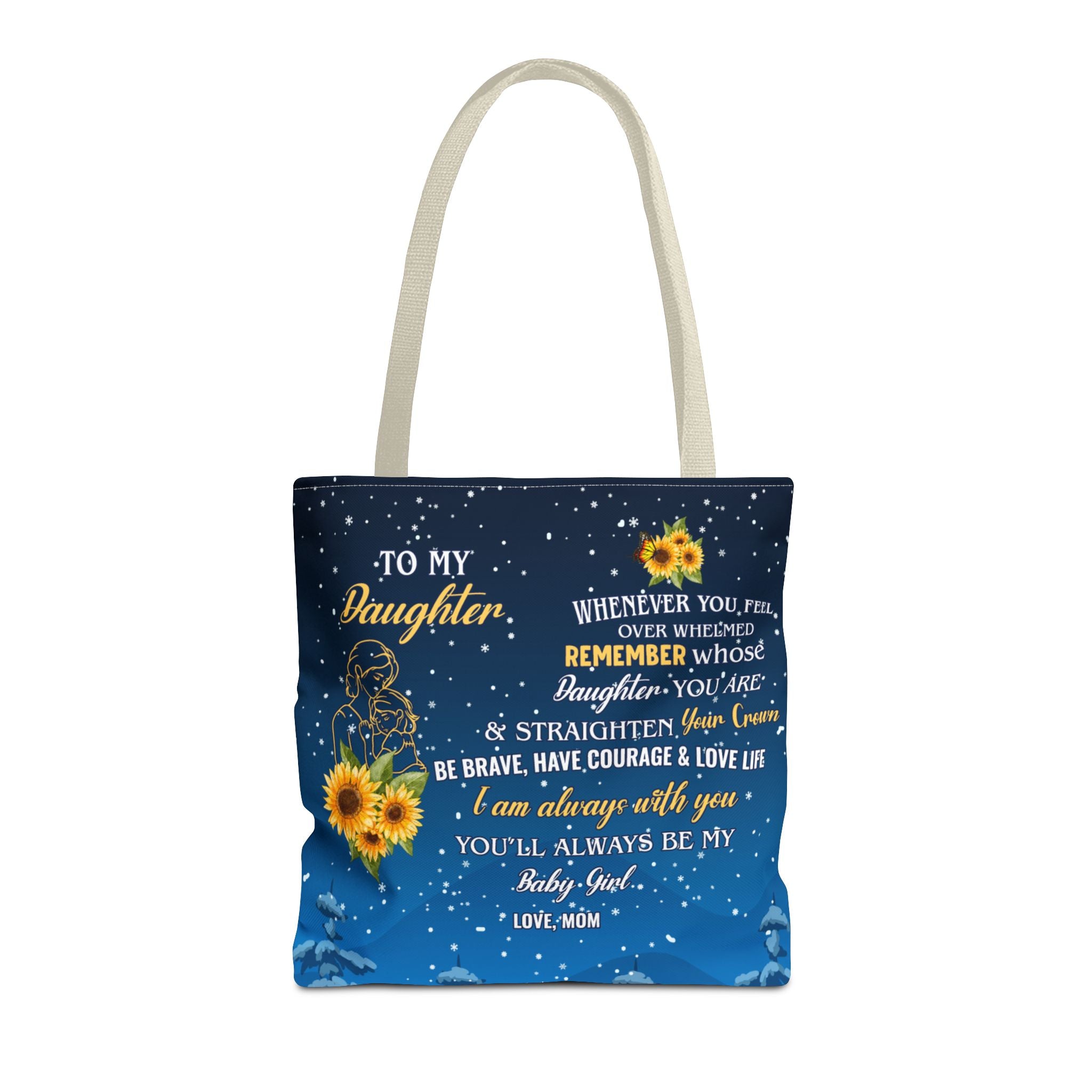 Heartfelt Sunflower Tote Bag for Daughters | Inspirational Gift | Birthday, Graduation, Mother's Day, Everyday Use, Floral Art