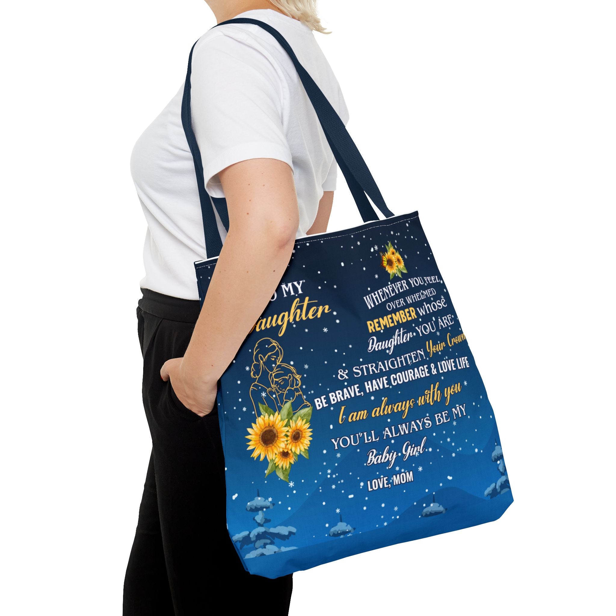 Heartfelt Sunflower Tote Bag for Daughters | Inspirational Gift | Birthday, Graduation, Mother's Day, Everyday Use, Floral Art