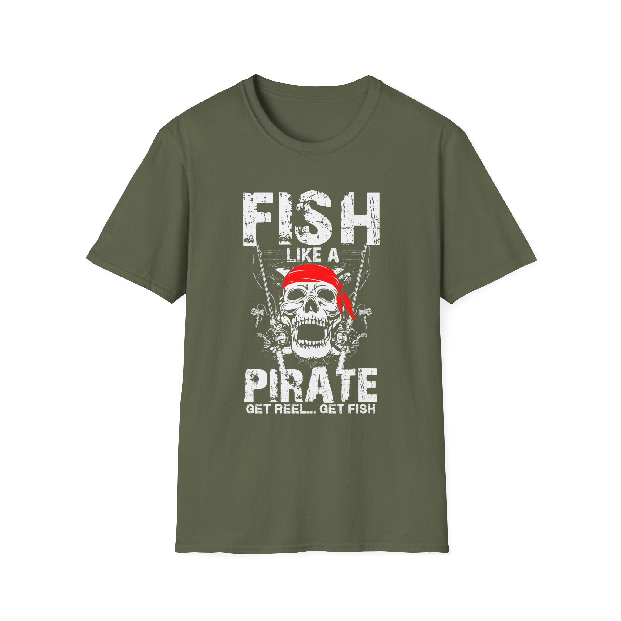 Fish Like a Pirate Unisex Softstyle T-Shirt - Perfect for Fishing Enthusiasts!