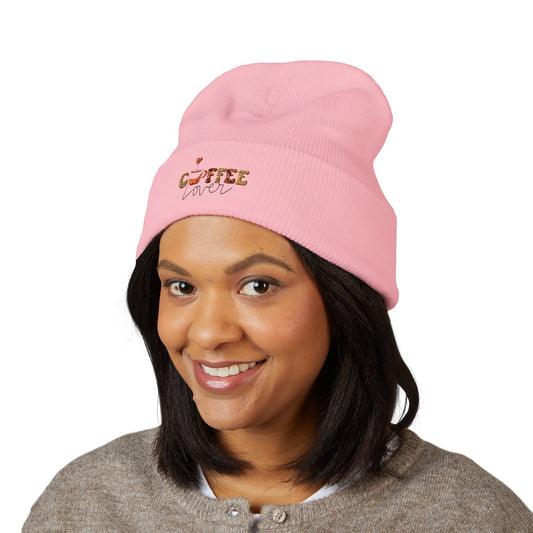 Cozy Coffee Lover Beanie - Winter Accessory, Holiday Gift, Embroidered Hat, Casual Wear, Warm Knit Cap