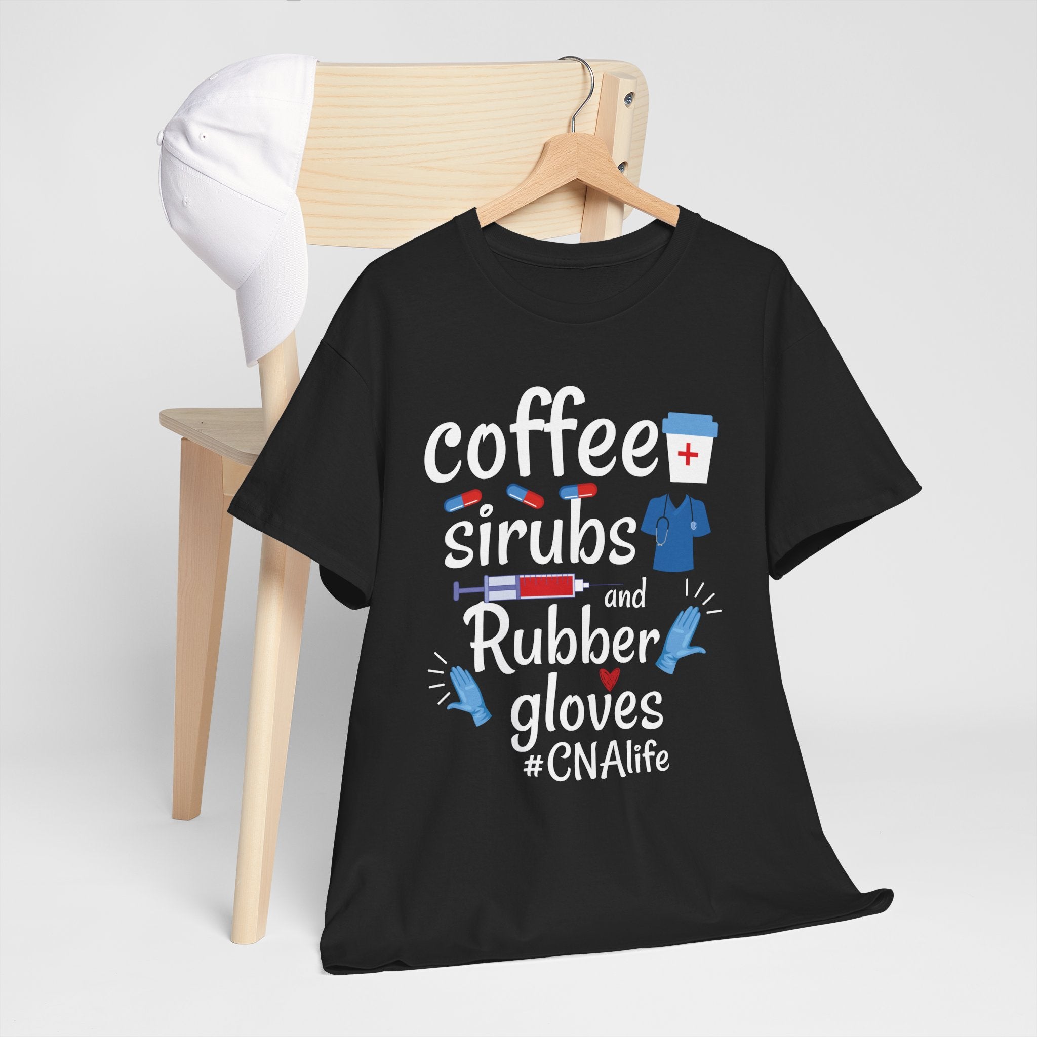 CNA Life T‑Shirt — "Coffee, Scrubs and Rubber Gloves" Nursing Tee