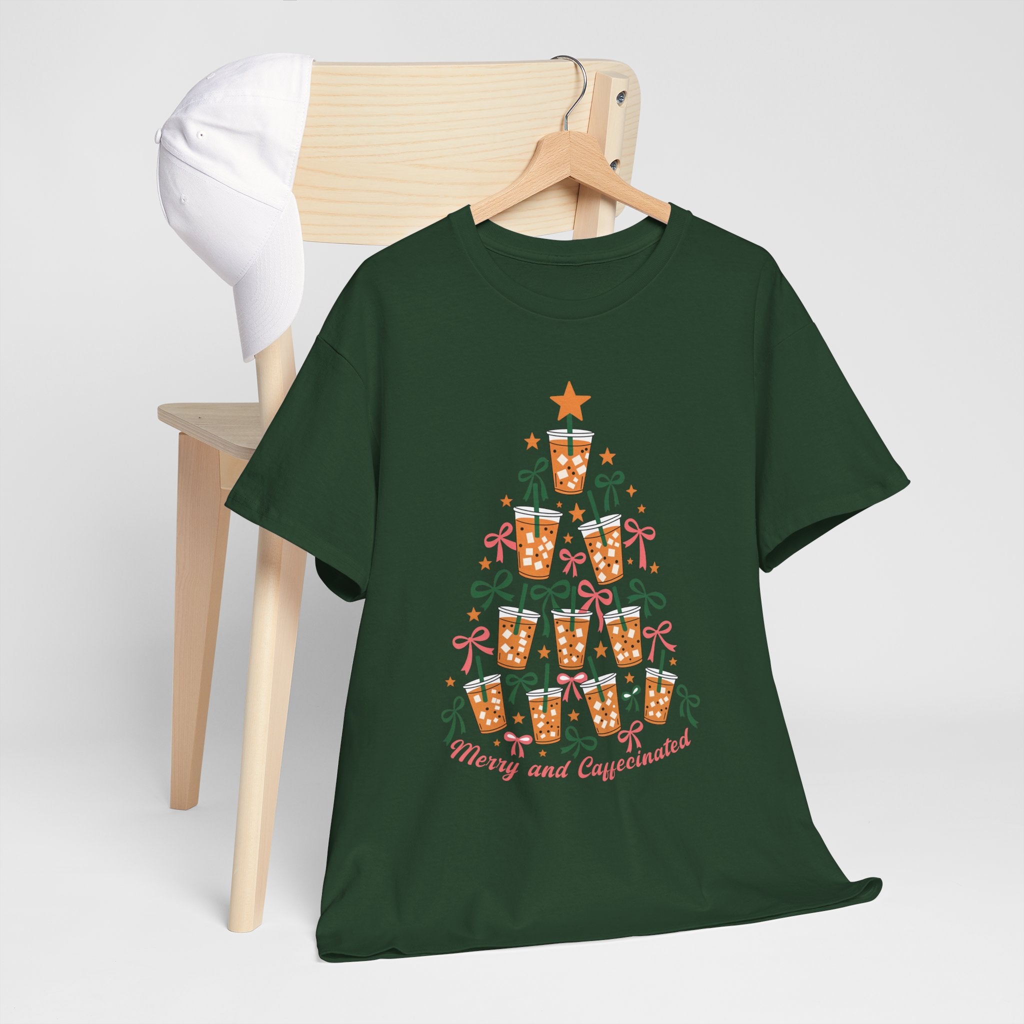 T-Shirt — Merry and Caffeinated Tree Coffee Mug Tee