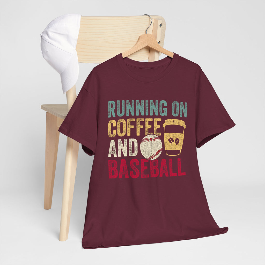 Running on Coffee and Baseball Tee — Vintage Baseball Fan T-Shirt
