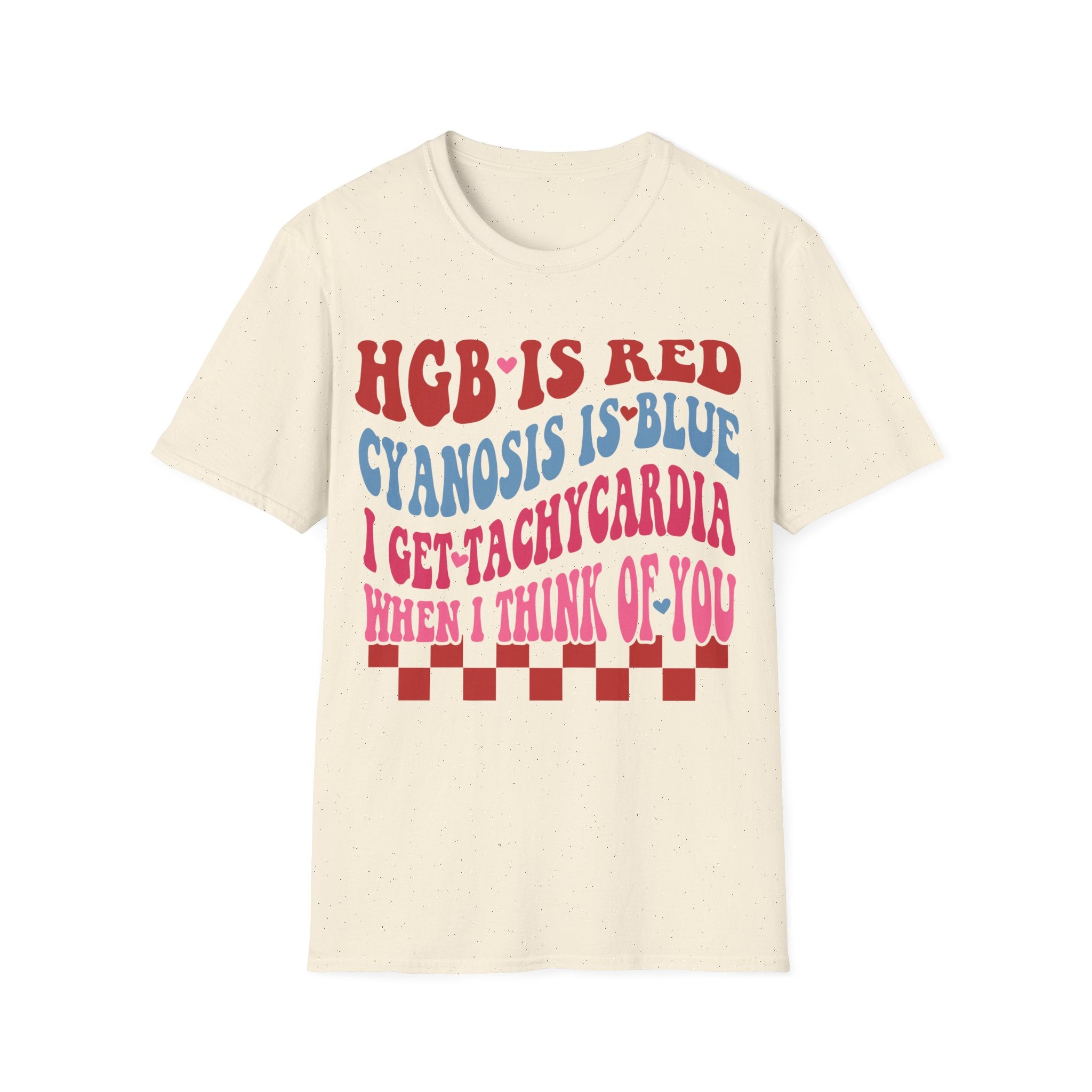 Funny Medical Humor Unisex T-Shirt - "Hgb is Red, Cyanosis is Blue"