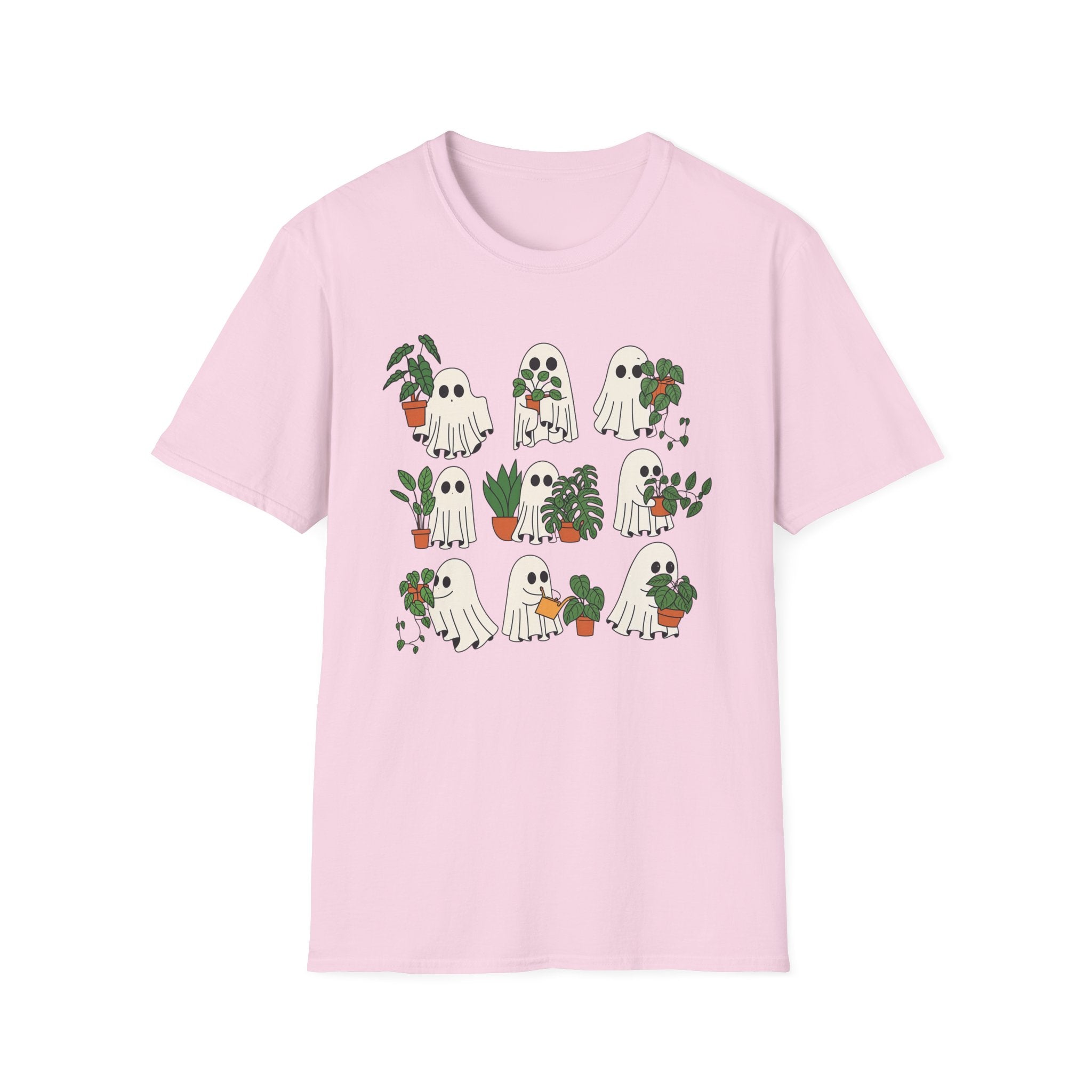 Whimsical Ghost Plant Lover T-Shirt – Perfect Gift for Halloween, Home Decor, Gardening, or Cozy Casual Wear