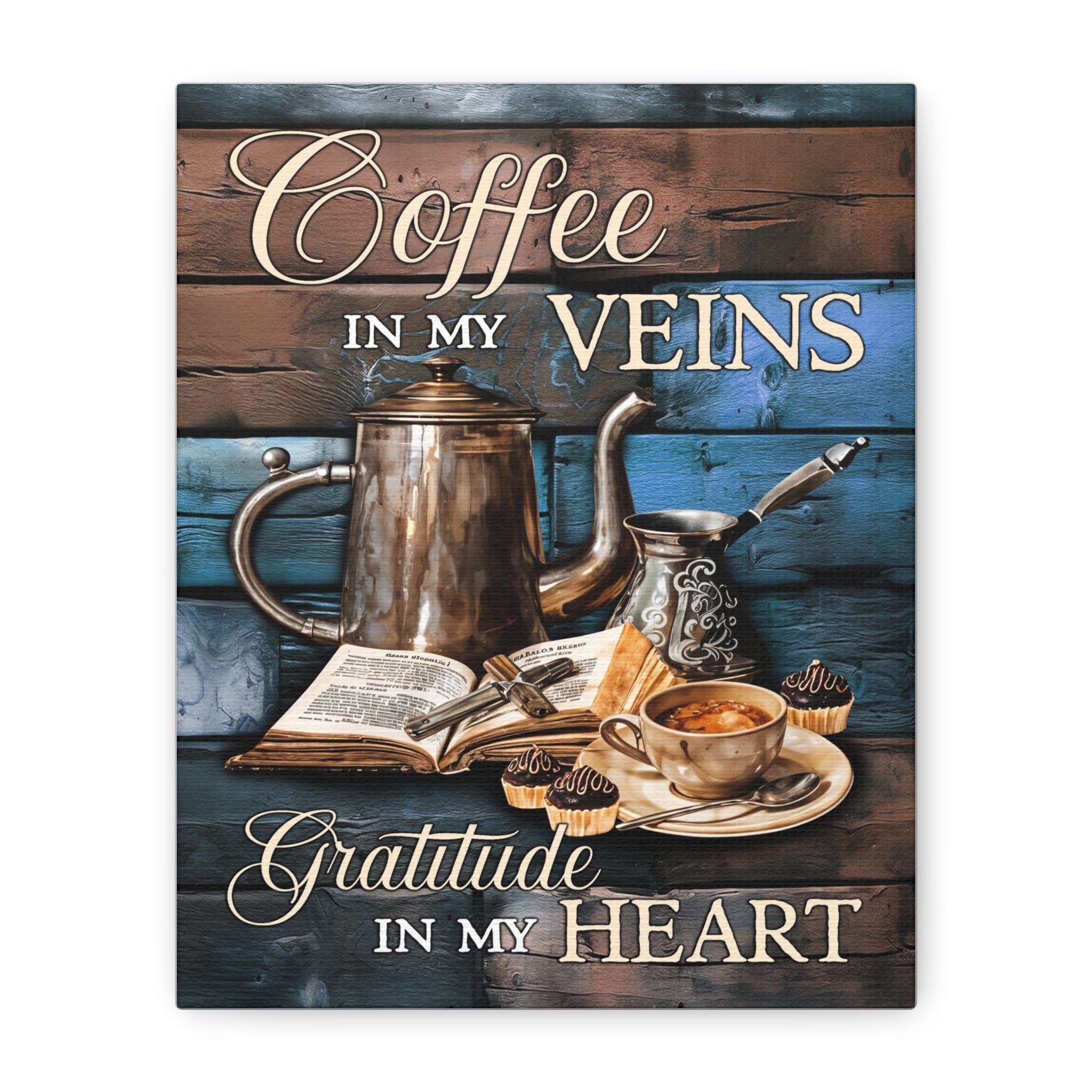 Coffee Themed Matte Canvas Wall Art, Rustic Coffee Lover Decor, Home Kitchen Artwork, Gift for Coffee Enthusiasts, Motivational Wall Decor