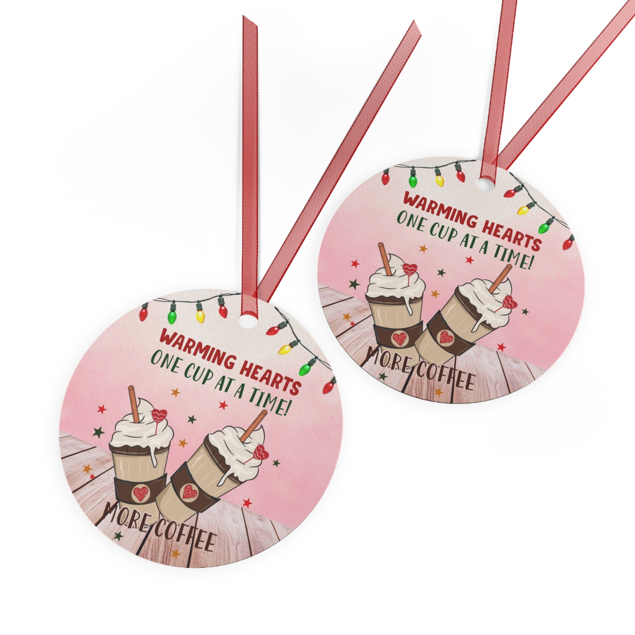 Festive Metal Ornaments for Coffee Lovers, Holiday Decor, Personalized Gifts, Tree Decorations, Warming Hearts Decor