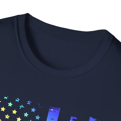 Pride Firefighter Unisex Softstyle T-Shirt - Colorful American Flag Design,,,..