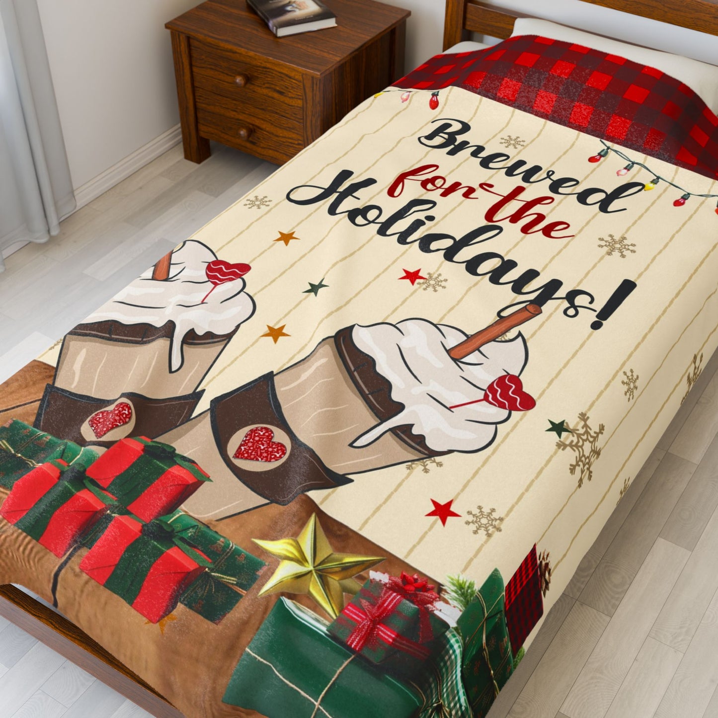 Cozy Holiday Blanket, Soft Plush Blanket, Christmas Gift, Snuggle Blanket, Brewed for the Holidays