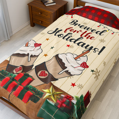 Cozy Holiday Blanket, Soft Plush Blanket, Christmas Gift, Snuggle Blanket, Brewed for the Holidays
