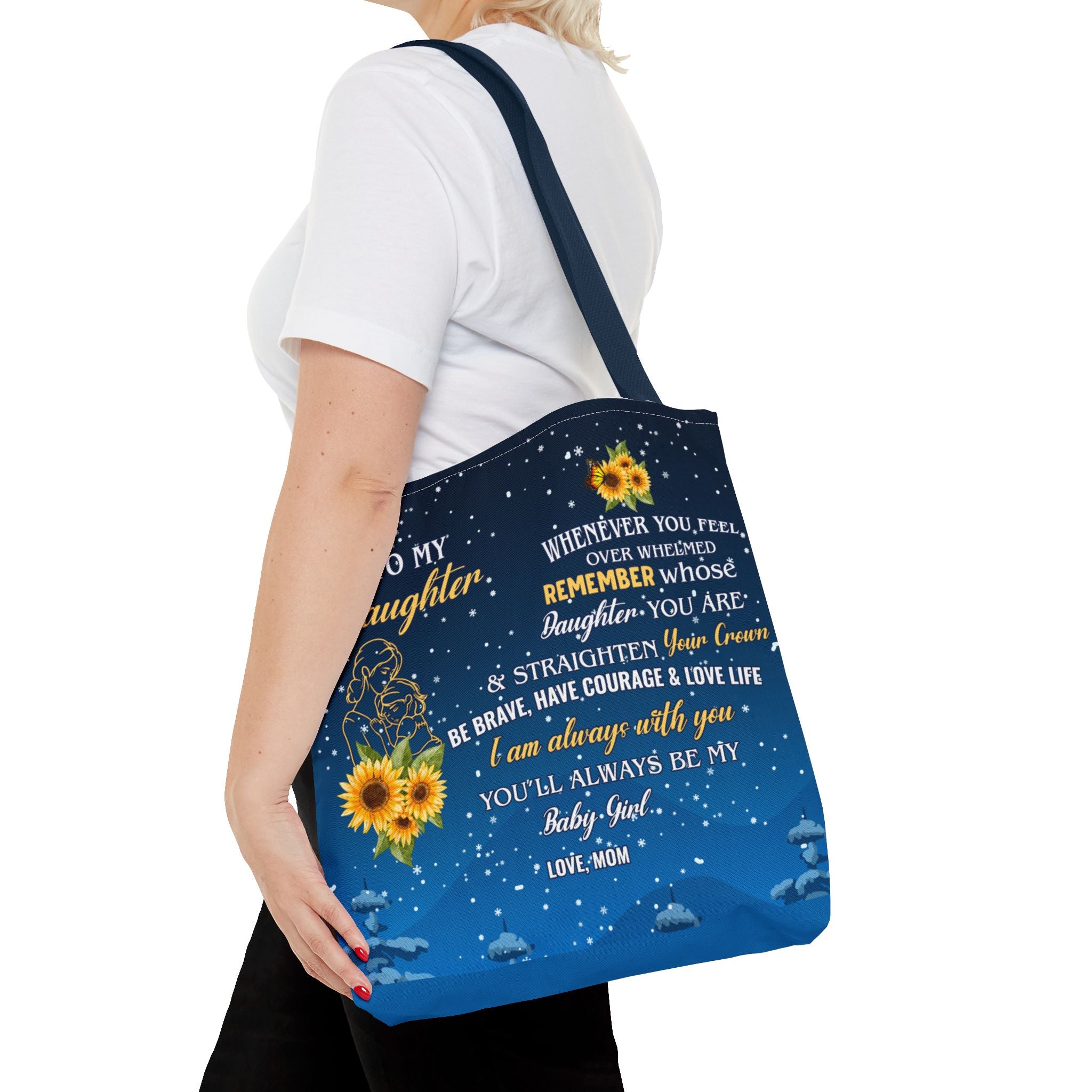 Heartfelt Sunflower Tote Bag for Daughters | Inspirational Gift | Birthday, Graduation, Mother's Day, Everyday Use, Floral Art