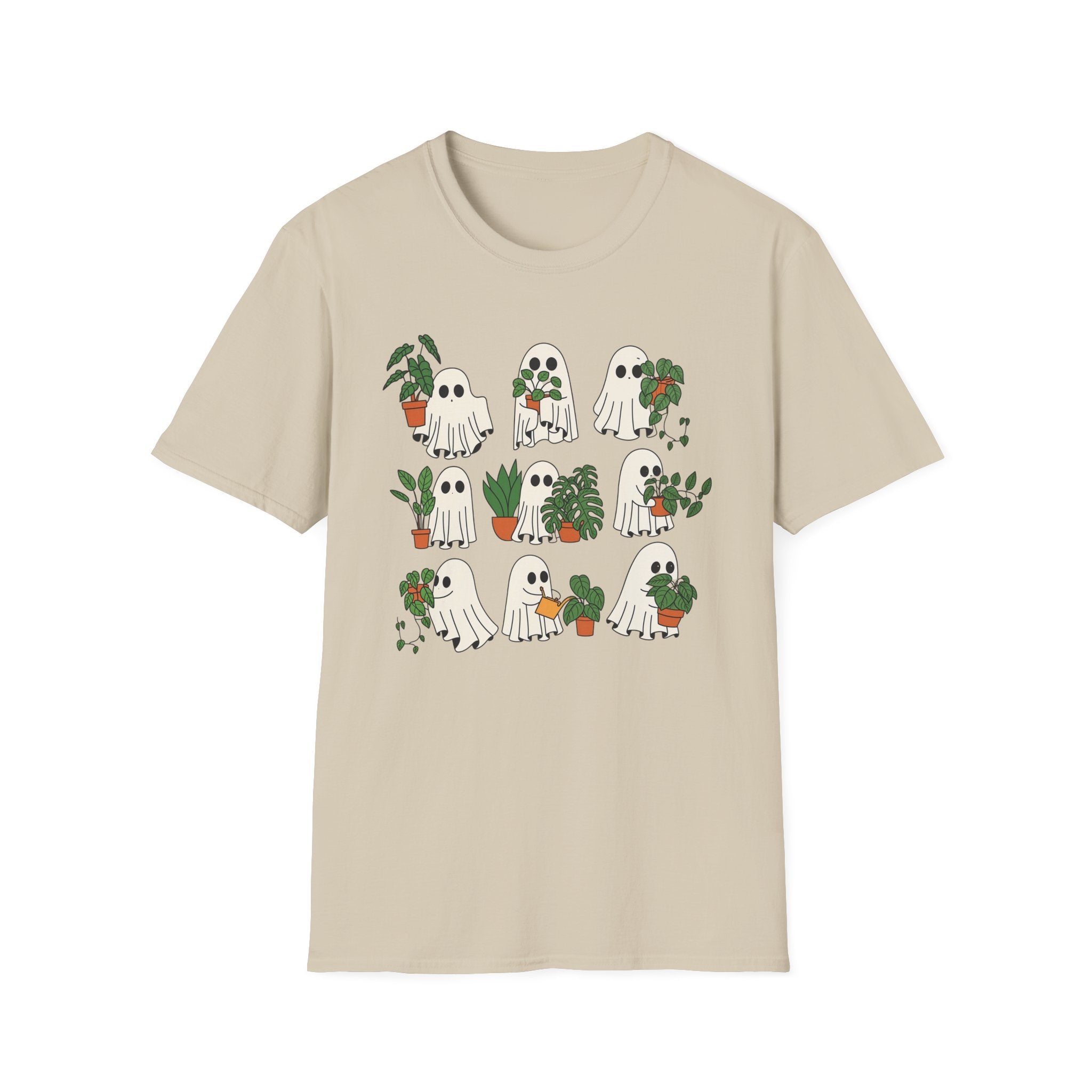 Whimsical Ghost Plant Lover T-Shirt – Perfect Gift for Halloween, Home Decor, Gardening, or Cozy Casual Wear