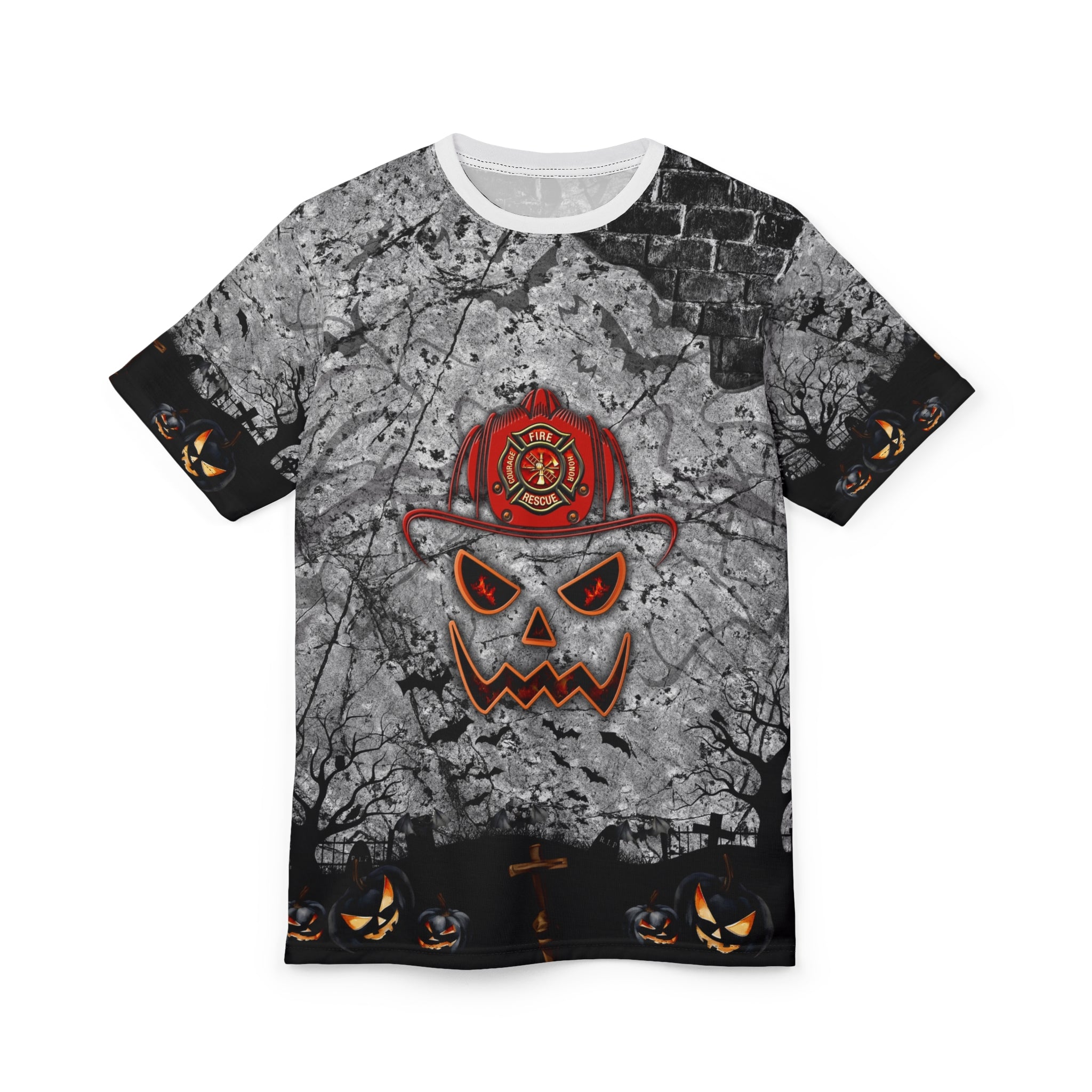Halloween Firefighter Tee, Spooky Unisex T-Shirt, Graphic Tee for Firefighting ,,,..