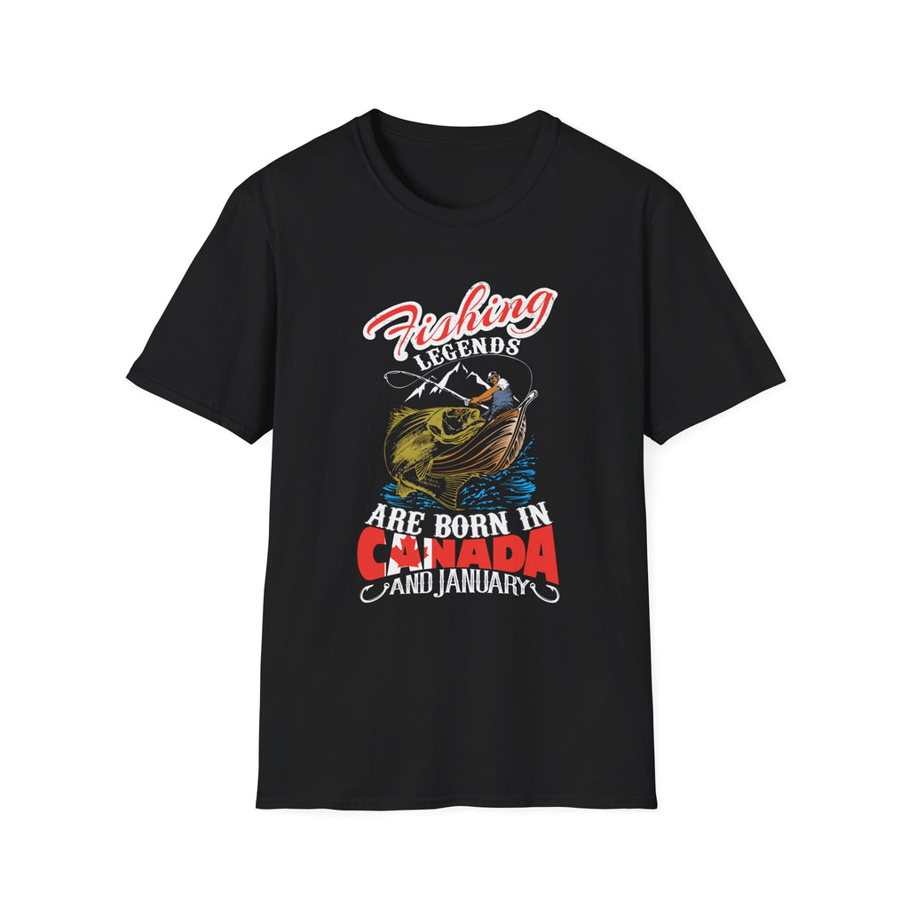 Fishing Legends Unisex Softstyle T-Shirt - Born in Canada (January)