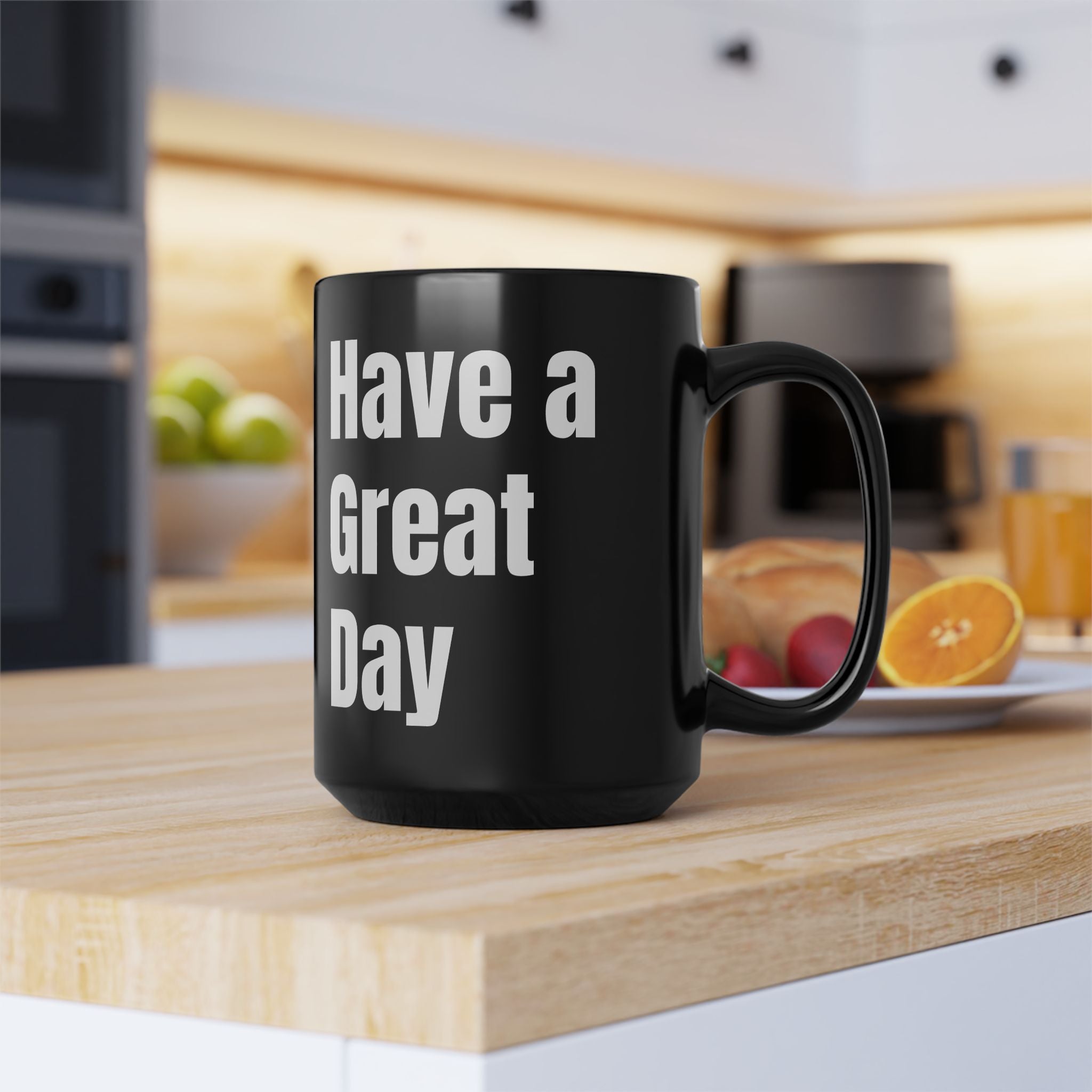 Stylish Black Coffee Mug - Have a Great Day Gift for Coffee Lovers, Office Decor, Inspirational Quotes, Birthday Present, Morning Routine