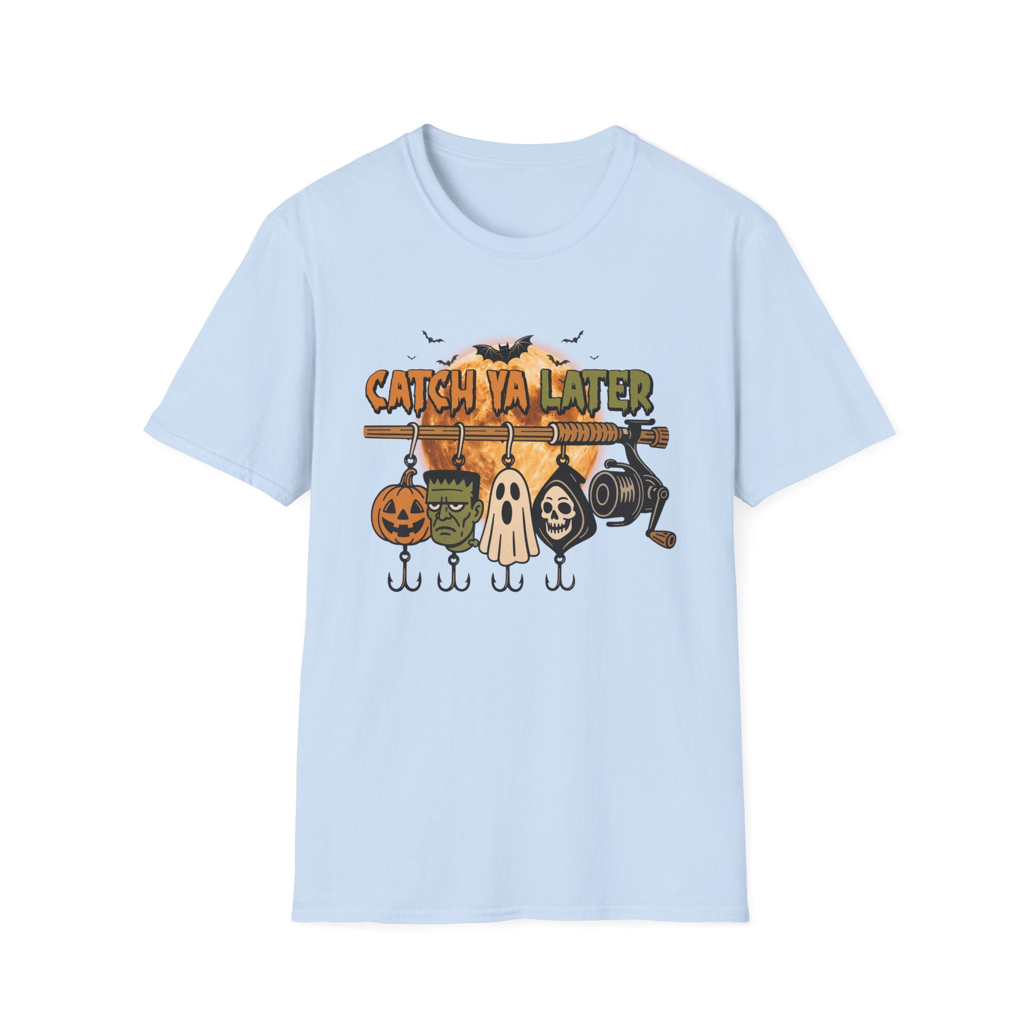 Catch Ya Later Fishing T-Shirt, Unisex Softstyle Tee for Fall, Spooky Party Shirt