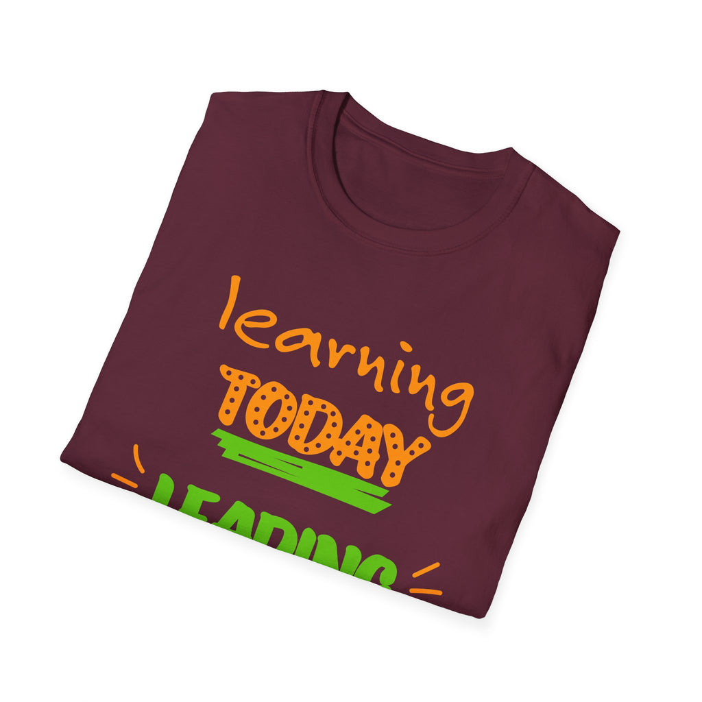 Learning Today Leading Tomorrow Unisex Softstyle T-Shirt, Inspirational Shirt, Back to School Gift, Teacher Appreciation Tee