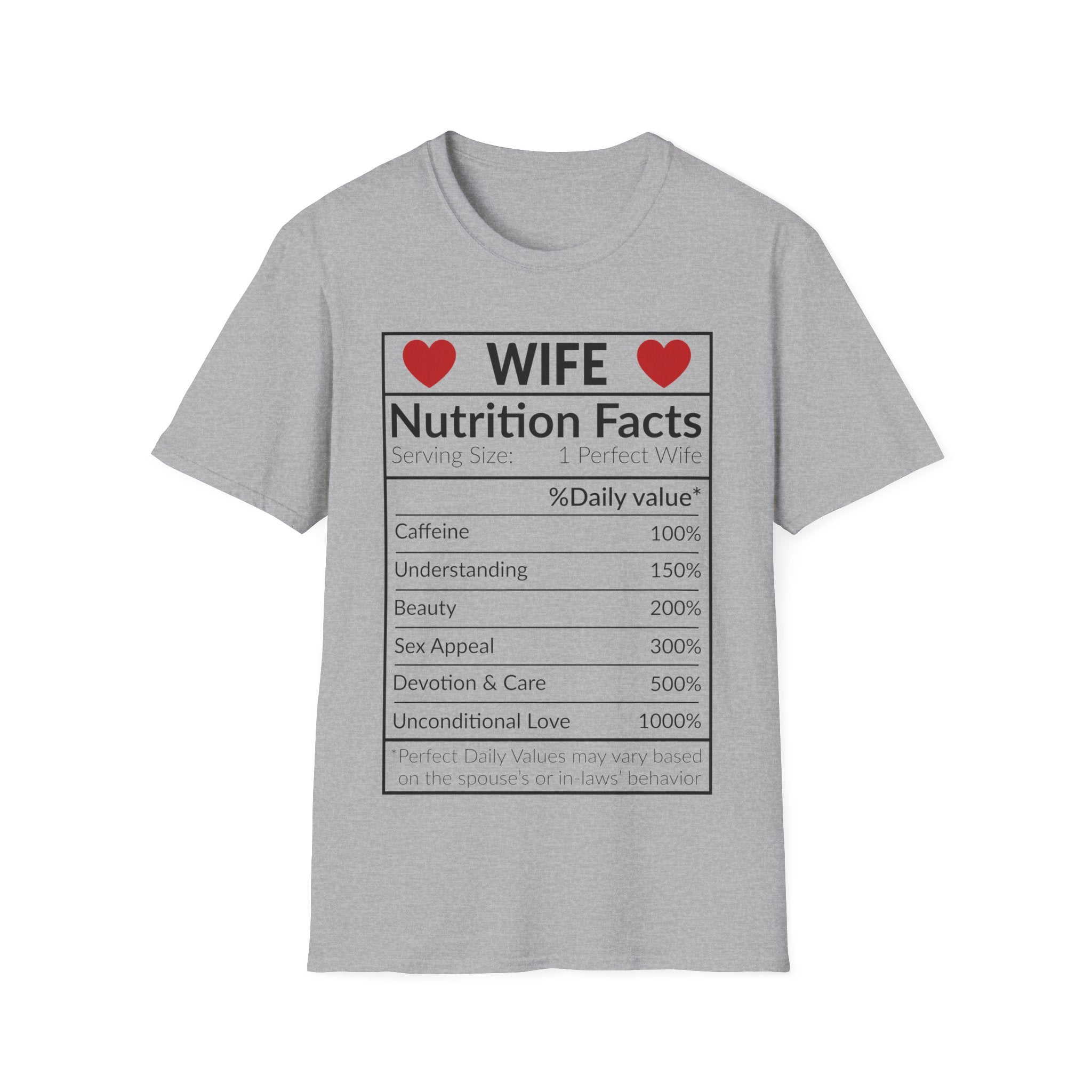 Humorous Wife Nutrition Facts T-Shirt | Perfect Gift for Spouses
