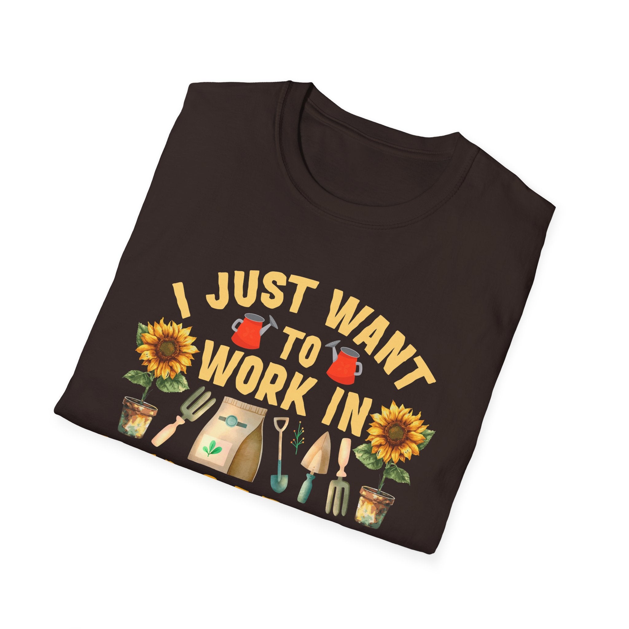 Gardening & Dog Lover Unisex T-Shirt - 'I Just Want to Work in My Garden and Hangout with My Dog'