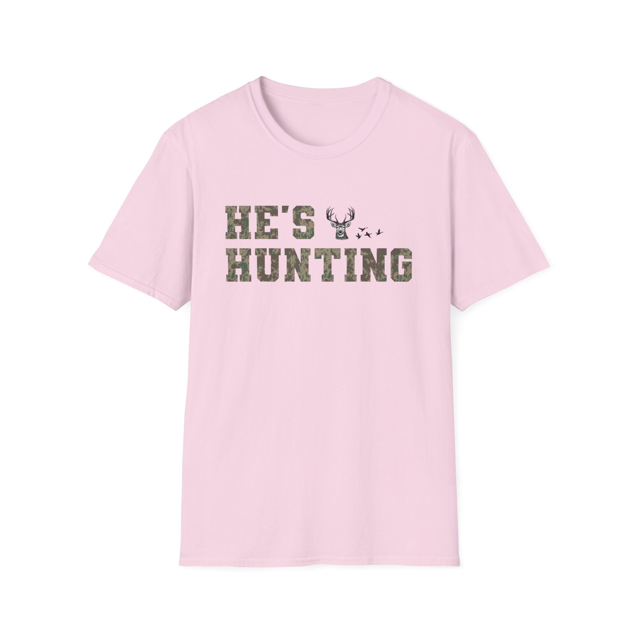Men's Camo Print Hunting T-Shirt - He's Hunting
